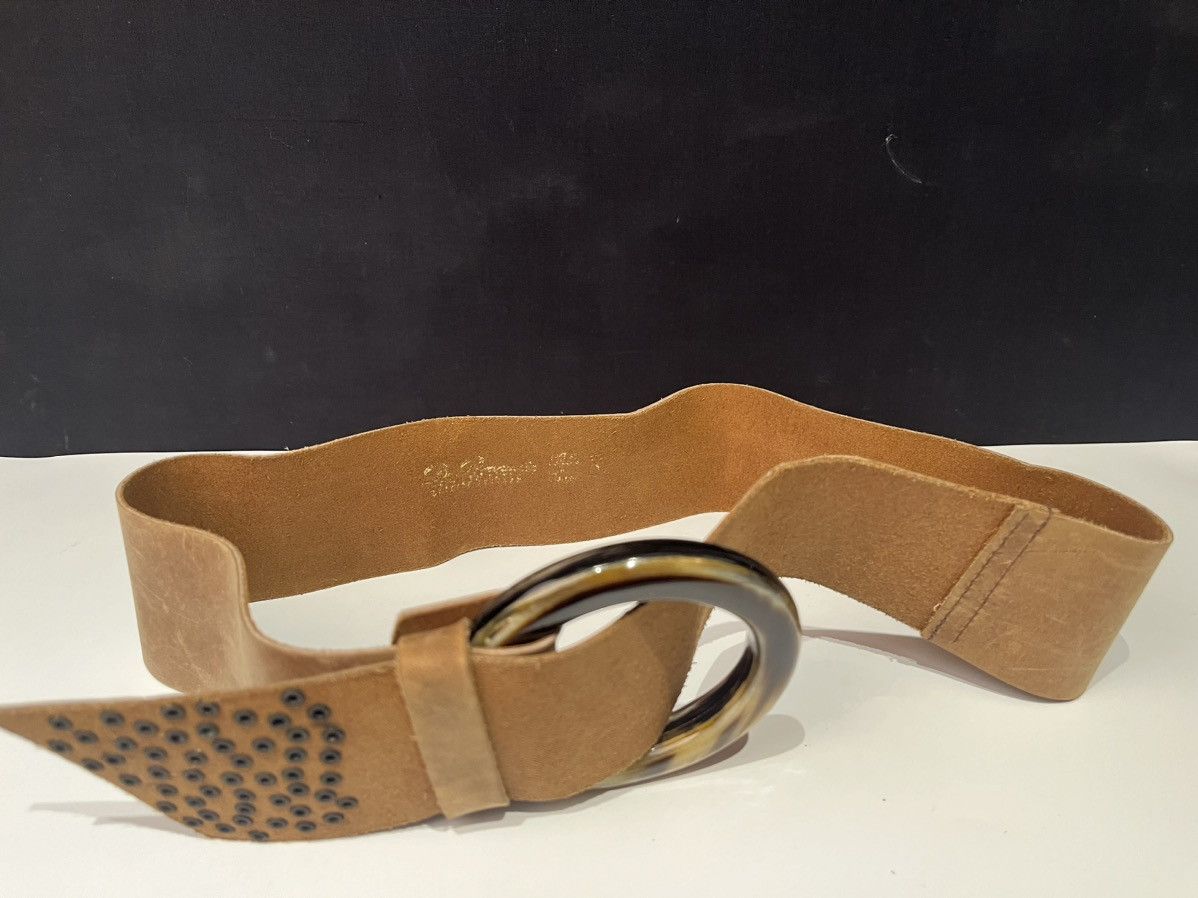 Vintage De Renaudin Circle Leather Buckle Belt Metal Rivet Studs Size ONE SIZE - 2 Thumbnail