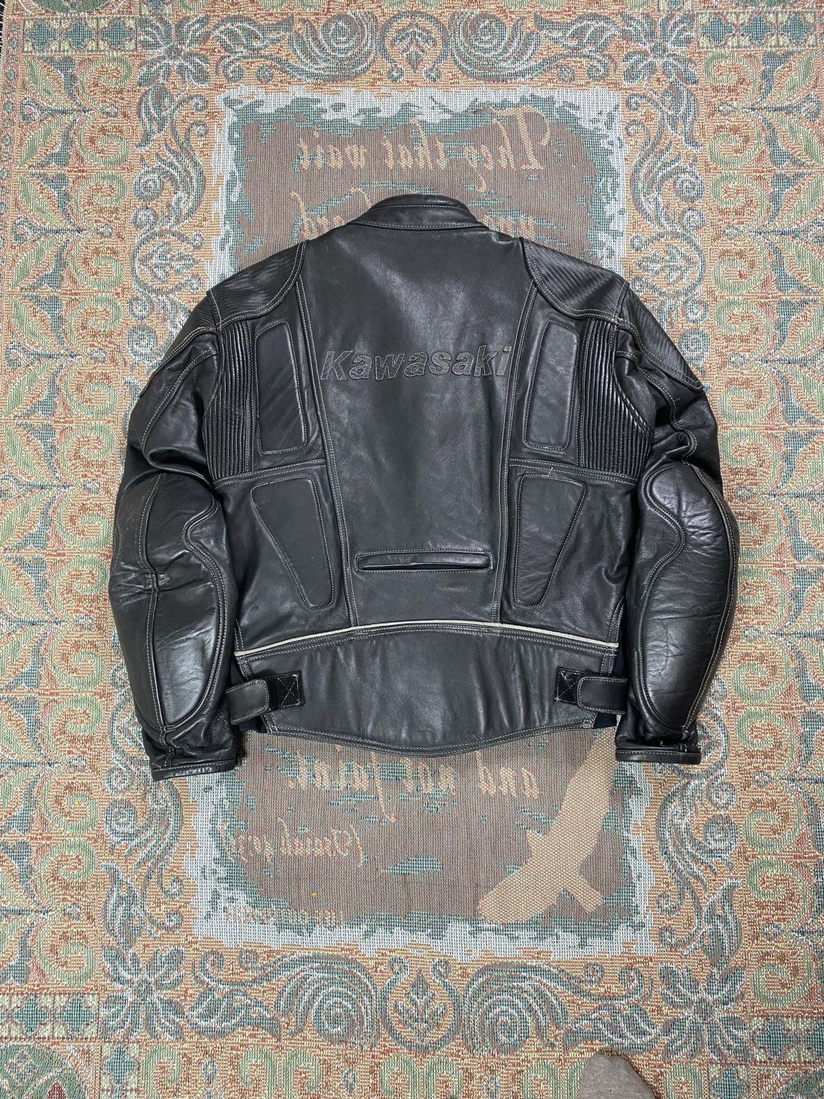 Vintage Kawasaki (Biker) Padded Leather Jacket Size US S / EU 44-46 / 1 - 14 Thumbnail