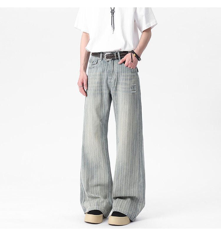 Japanese Brand × Jean Vertical Nail Button Washed Stripe Jeans Size US 29 - 5 Thumbnail