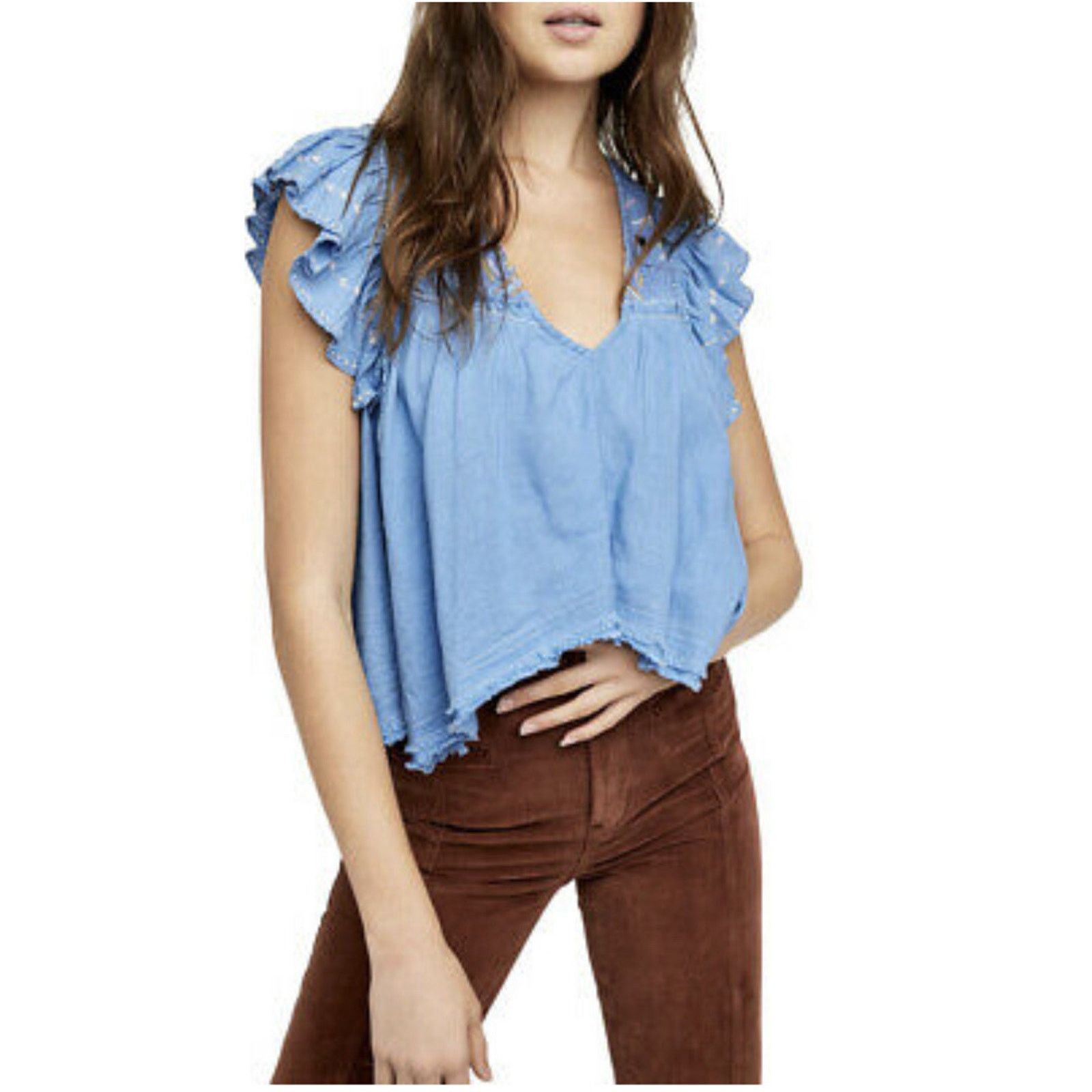 Free People NWT Free people Hailey Embroidered Flutter Ruffles A003038 Size XL / US 12-14 / IT 48-50 - 1 Thumbnail
