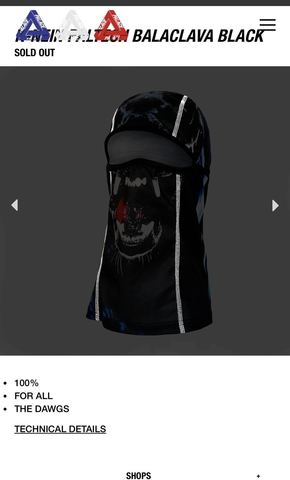 Palace Palace K-NEIN PALTECH BALACLAVA BLACK Size ONE SIZE - 10 Thumbnail