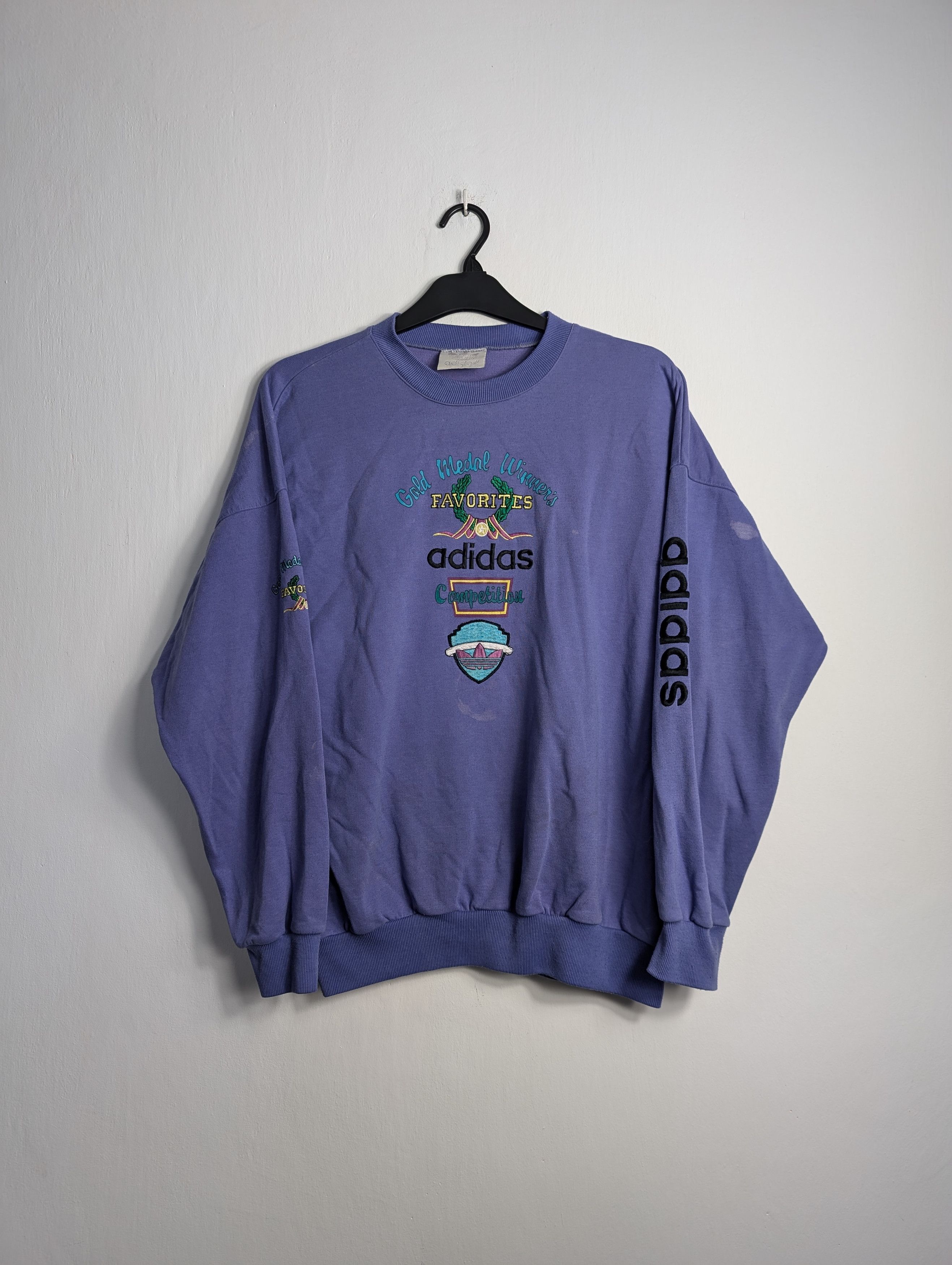 Adidas Vintage Adidas Gold Medal Sweatshirt Purple Boxy Retro 90s Size US M / EU 48-50 / 2 - 1 Thumbnail