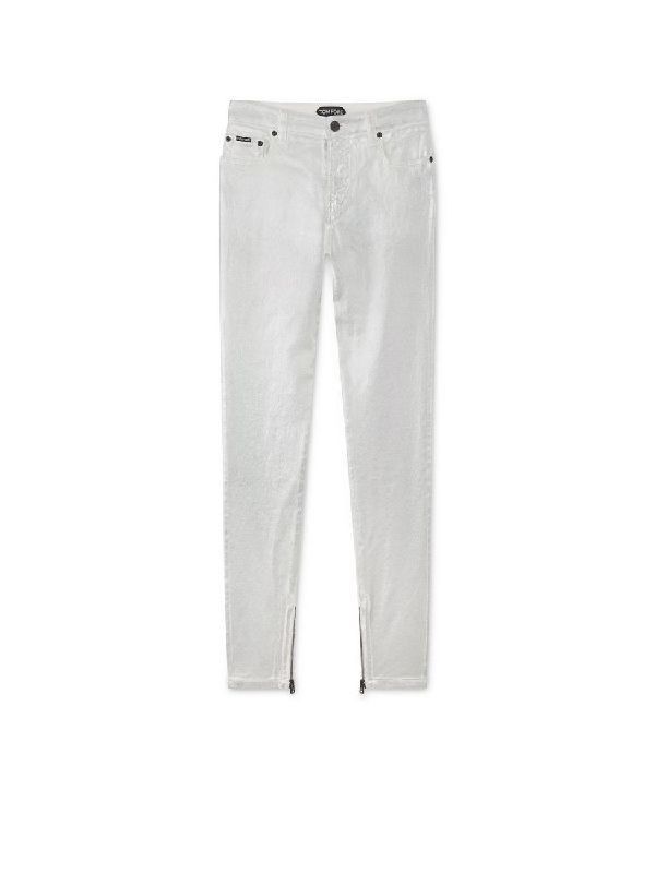 Tom Ford o1w1db10225 PAD084 Metallic Effect Denim Pant in Silver Size 28" / US 6 / IT 42 - 1 Thumbnail