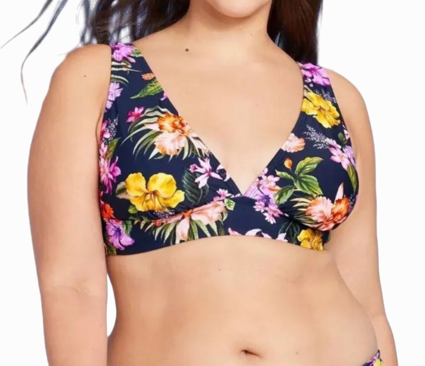 Other Kona Sol - Women's Tropical Print Longline Bikini Swim Top - Size ONE SIZE - 1 Thumbnail