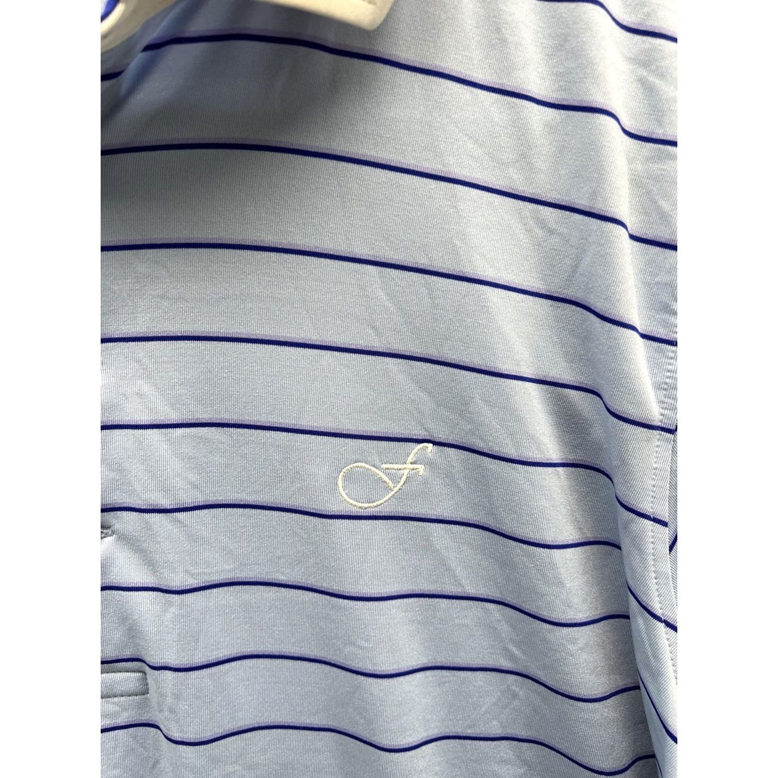 Vintage Greyson Polo Shirt Mens Large Blue Stripe Short Sleeve Golf Performance Stretch Polo Shirt Mens L Blue Striped Short Sleeve Size US L / EU 52-54 / 3 - 7 Thumbnail