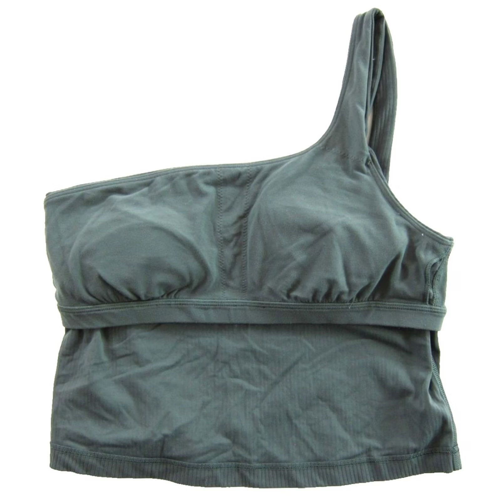 Lululemon Lululemon Army Green Ribbed One Shoulder Stretch Built In Sports Bra Woman Small Size ONE SIZE - 3 Thumbnail