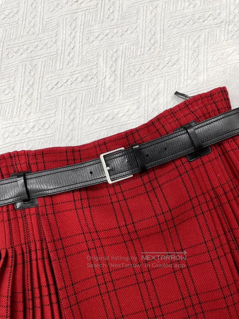 Dior Dior Red wool plaid letter logo pleated skirt Size 26" / US 2 / IT 38 - 3 Thumbnail