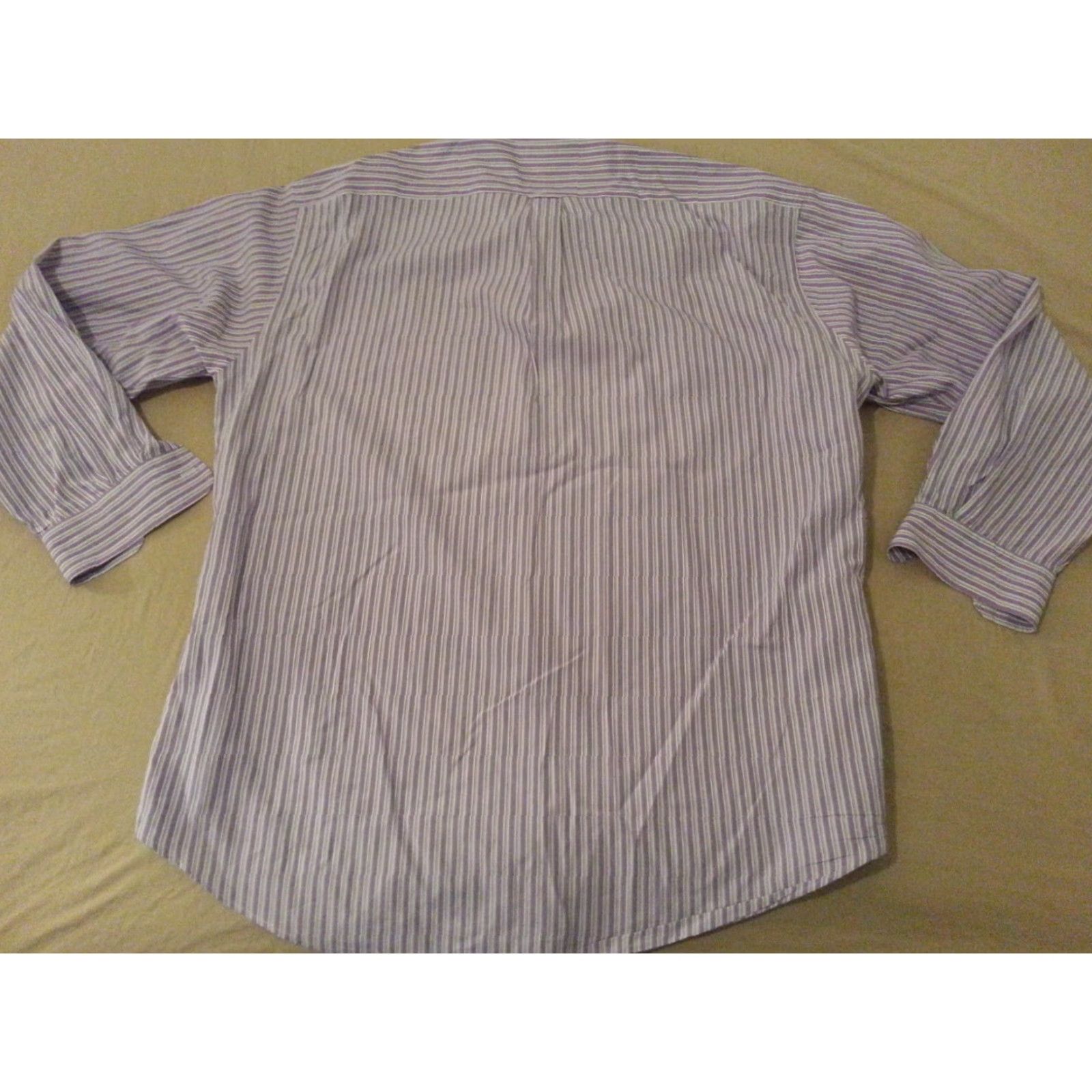 Faconnable VINTAGE? Mens Façonnable Dress Shirt XL Purple Stripes Cotton Button Size 46R - 3 Thumbnail