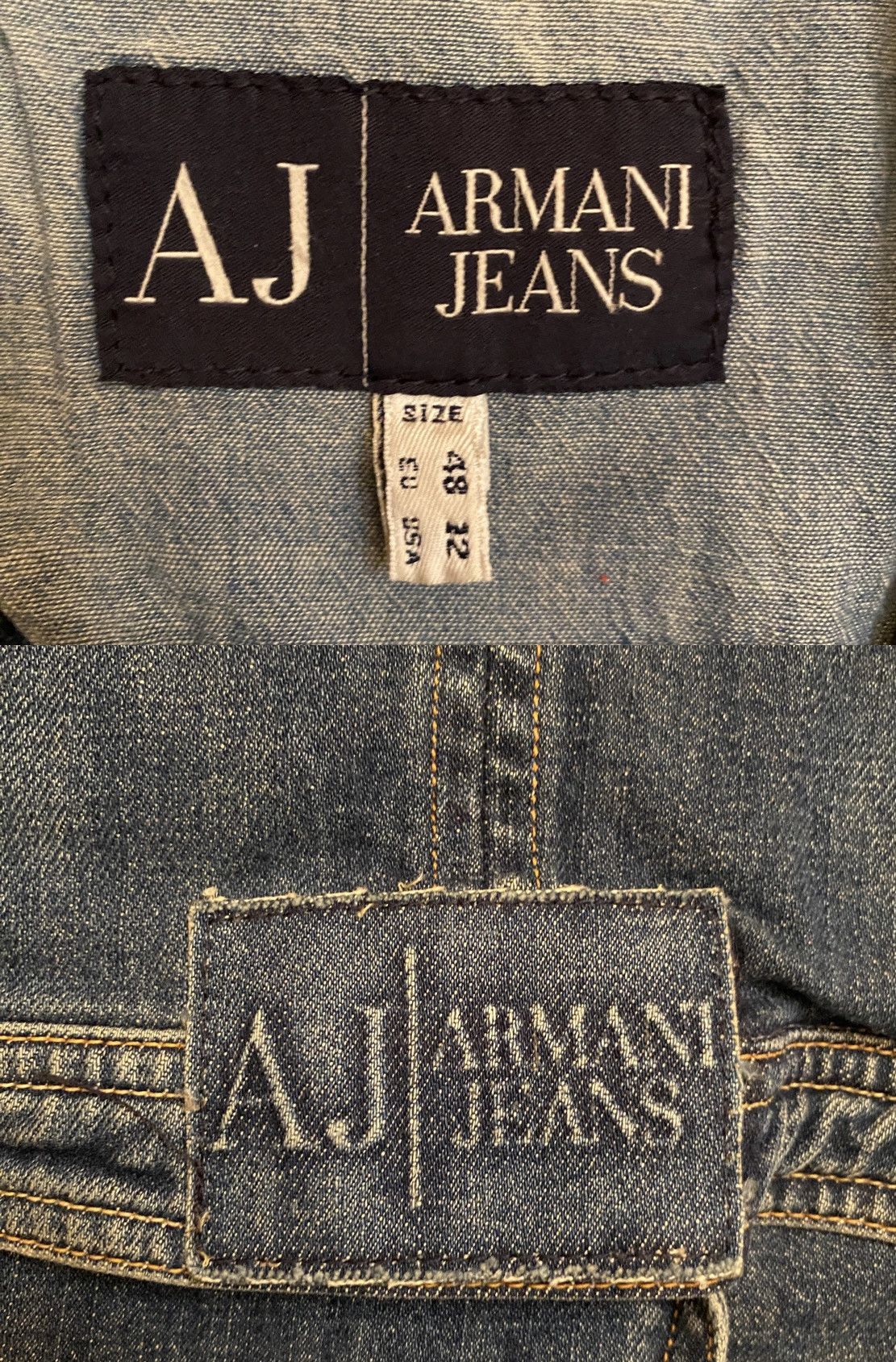 Armani × Vintage Vintage 90s Armani Distressed Denim Biker Jacket For Ladies Size S / US 4 / IT 40 - 8 Thumbnail