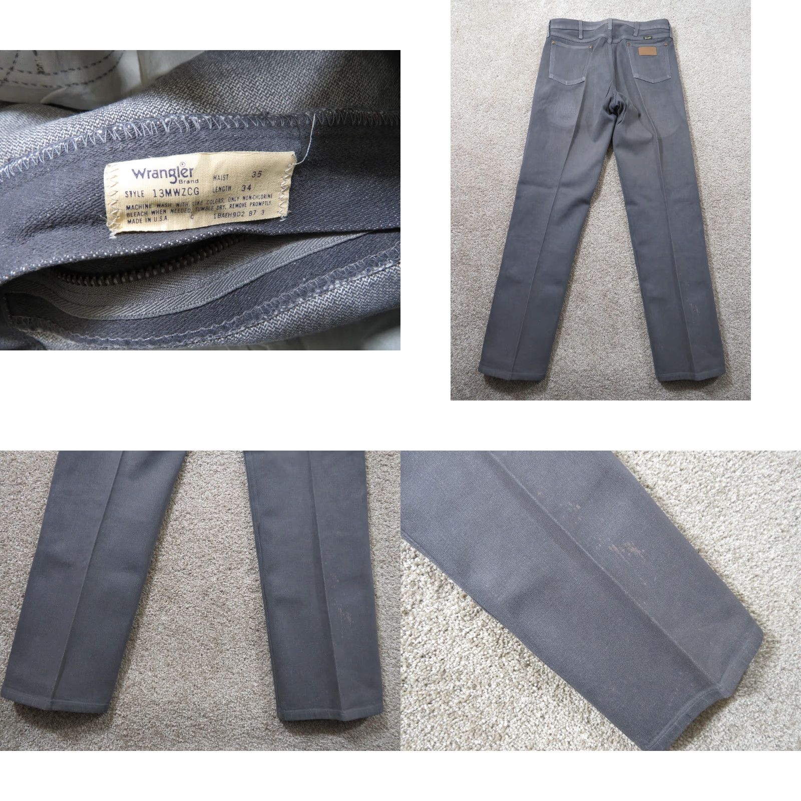 Wrangler VINTAGE Wrangler Jeans Men's 34x34 Gray Cowboy Cut 5-Pocket Denim Dark Solid Logo Cowboy Men's Jeans Size US 34 / EU 50 - 8 Thumbnail