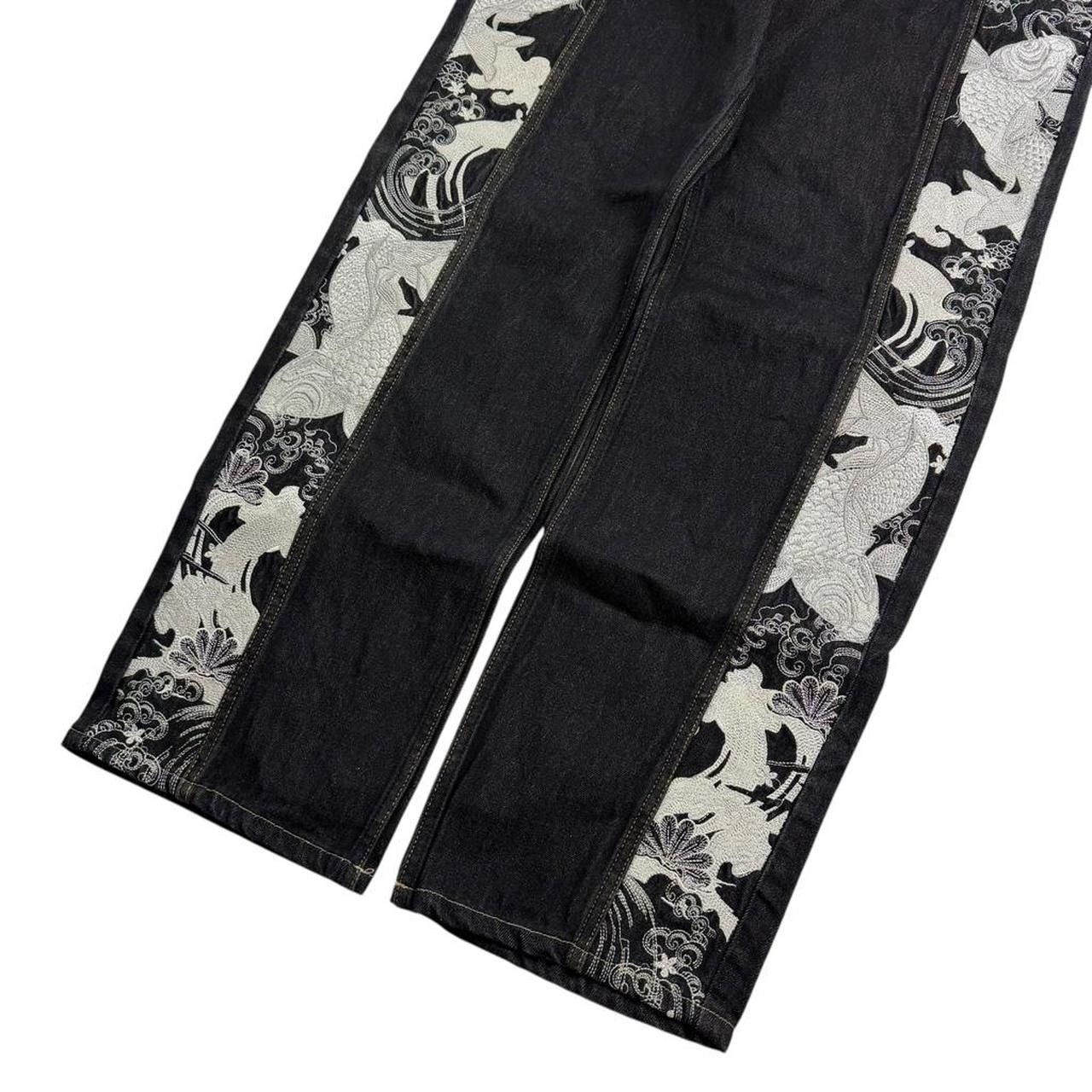 Karakuri Tamashii Karakuri Tamashii Embroidered Koi Japanese Jeans - Waist 35 Size US 35 - 2 Thumbnail