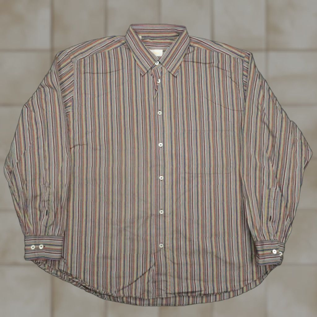 Brioni Brioni Shirt Mens 2XL Blue Orange Striped Long Sleeve Button-Down Italy Size US XXL / EU 58 / 5 - 1 Thumbnail
