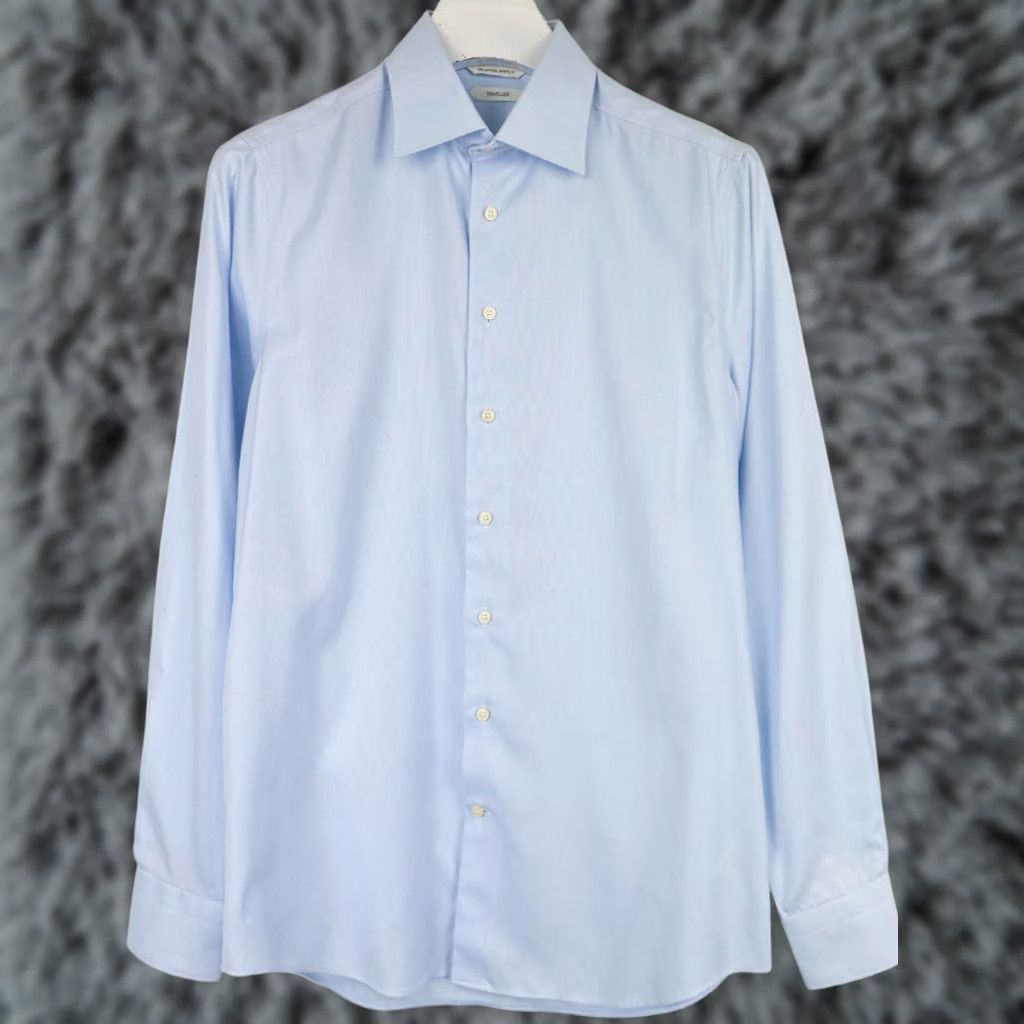 Suitsupply Suitsupply Shirt Mens 39/15 1/2 Blue Traveller Slim Fit Formal Men Collared Long Sleeve Size 40R - 1 Thumbnail