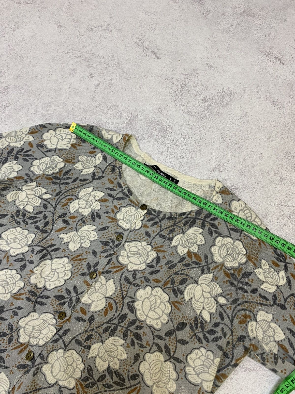 Gudrun Sjoden Gudrun Sjoden Gray Floral Knit Button Down Cardigan Sweater Size M / US 6-8 / IT 42-44 - 11 Thumbnail