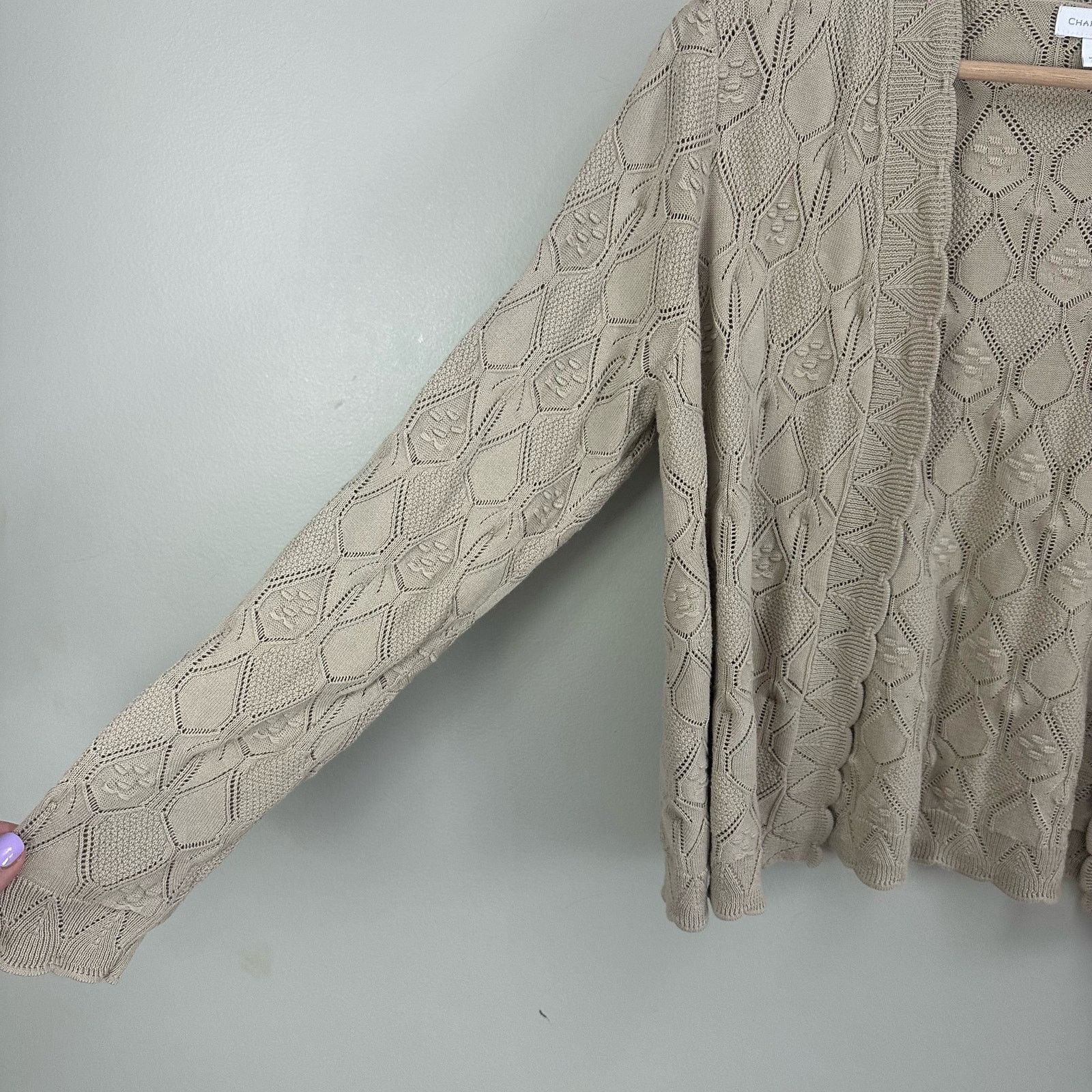 Other Charter Club Popcorn Bauble Knit Eyelet Cardigan Sweater L Size L / US 10 / IT 46 - 4 Thumbnail