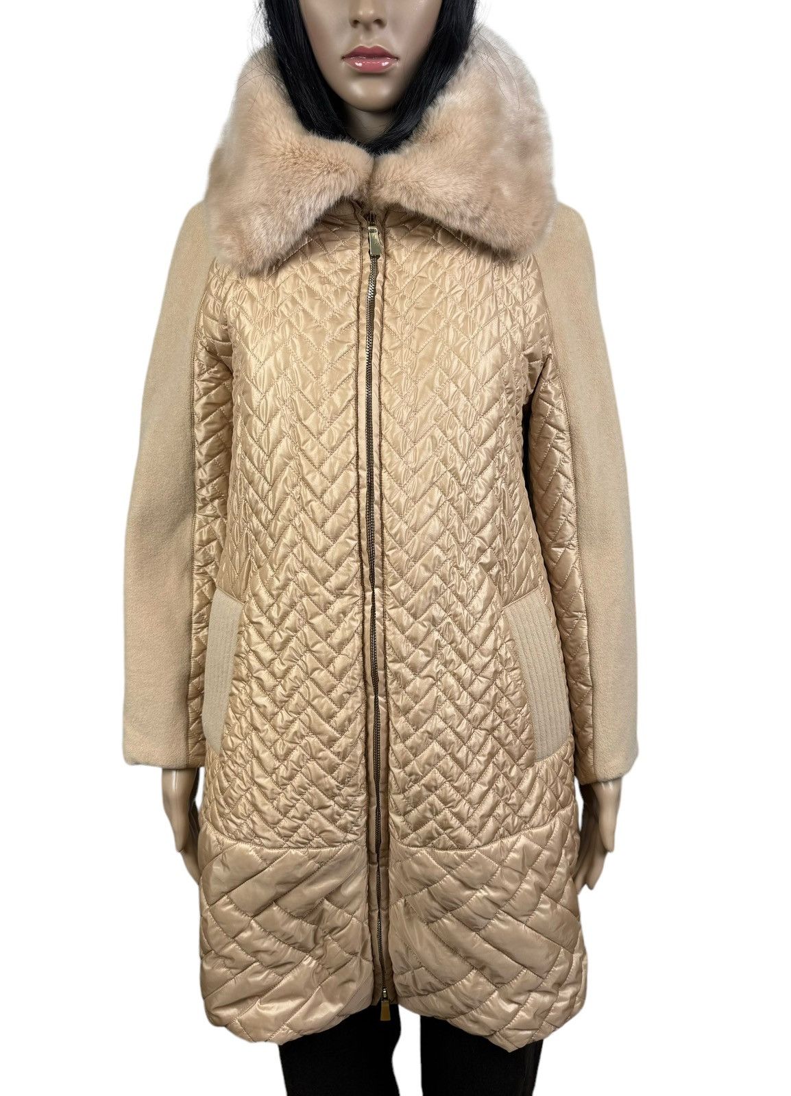 Marella Marella Quilted Wool Coat Fur Trim size IT 42 US 6 Size M / US 6-8 / IT 42-44 - 3 Thumbnail