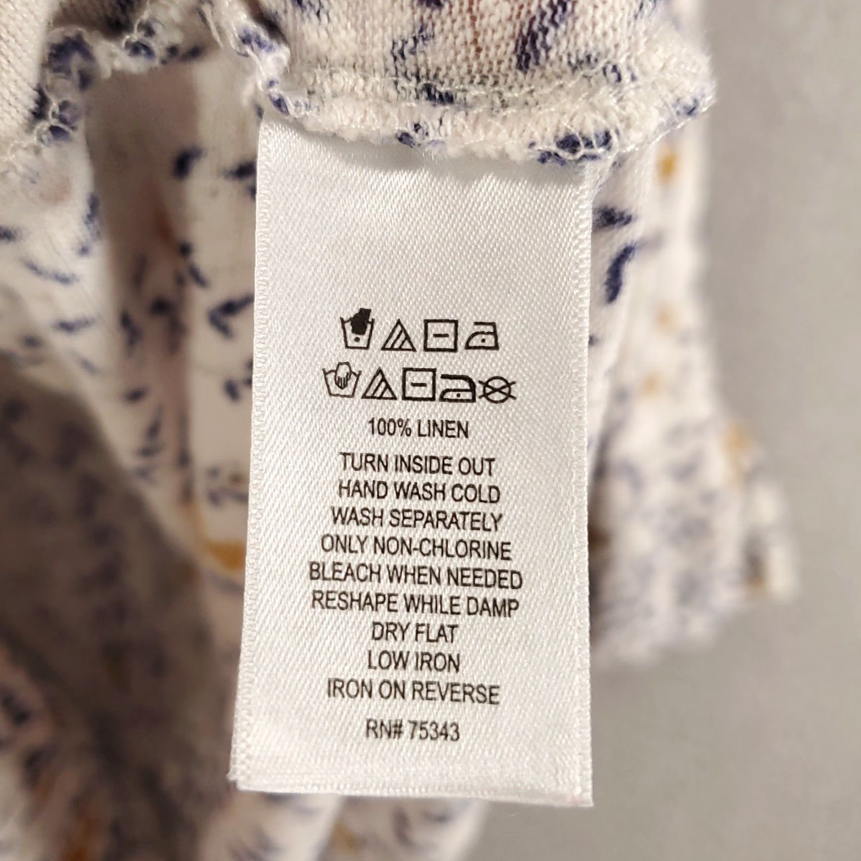 Rachel Zoe Rachel Zoe Womens Top 2X White Yellow Ditsy Floral Asymmetric Hem Linen Blouse Size XXL / US 16-18 / IT 52-54 - 7 Thumbnail