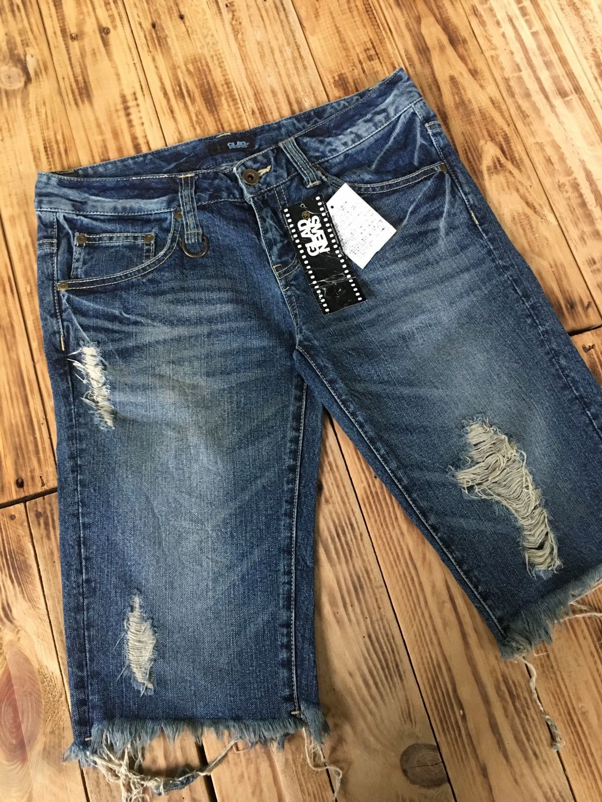Japanese Brand Glad News Distressed Denim Shorts Size US 31 - 2 Thumbnail