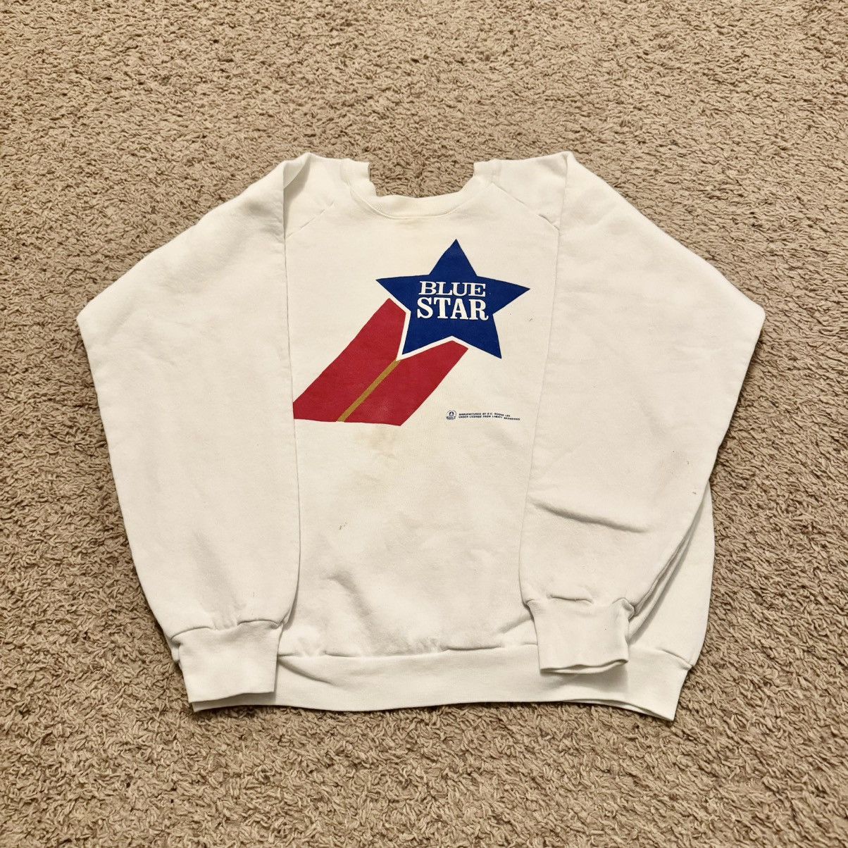 Vintage VINTAGE BLUE STAR BEER SWEATSHIRT! Size US XL / EU 56 / 4 - 1 Thumbnail