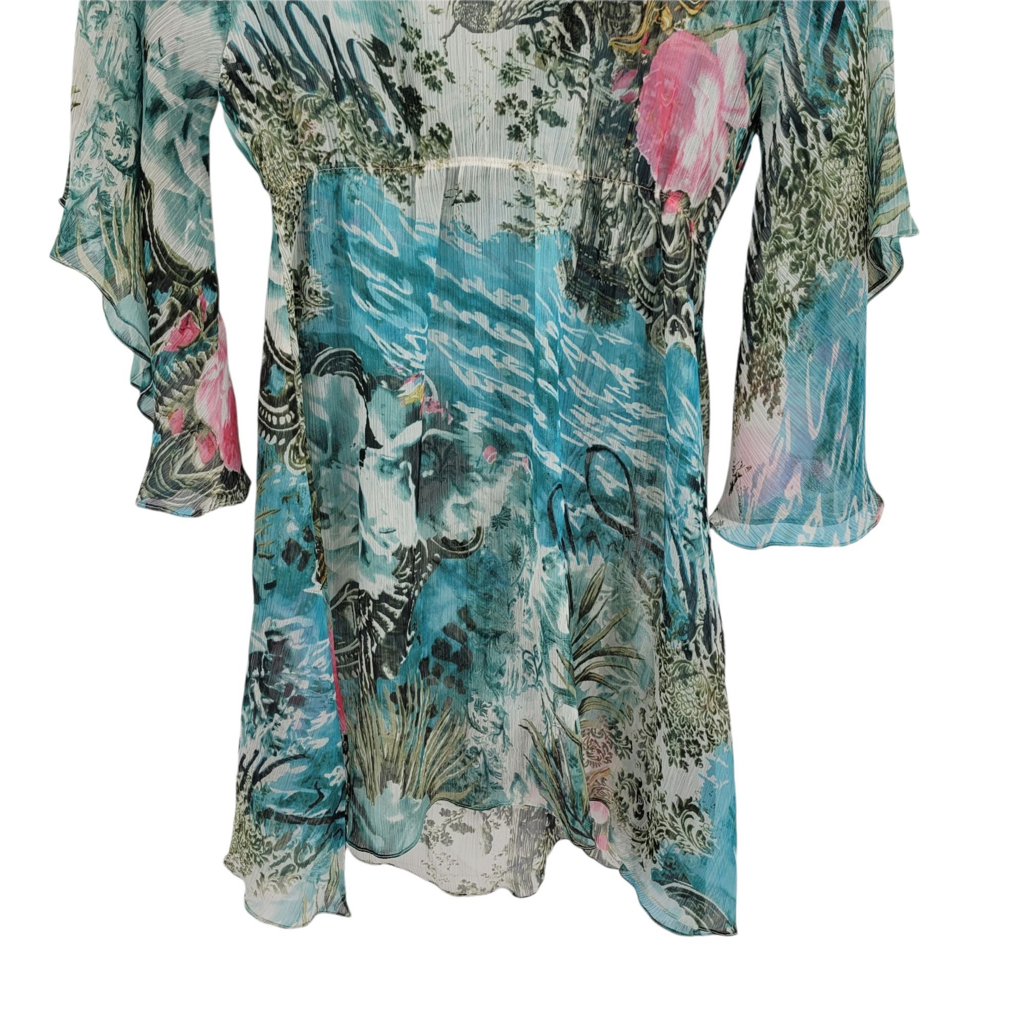Vintage Vtg Alberto Makali Sheer Fairy Dress Sz S Blue Floral Beade Size S / US 4 / IT 40 - 13 Thumbnail