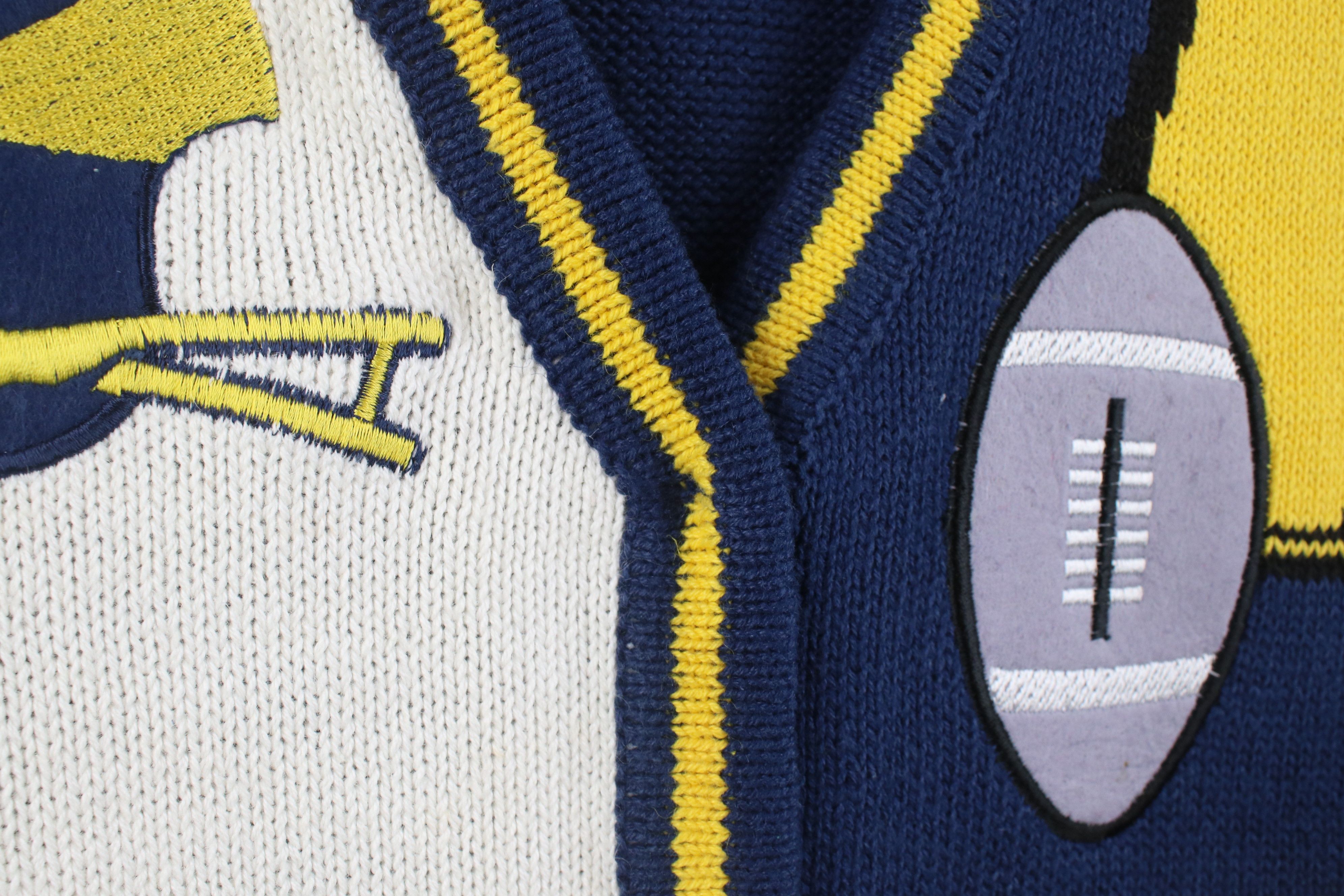 Vintage Vintage 90s University of Michigan Football Cardigan Sweater Size M / US 6-8 / IT 42-44 - 5 Thumbnail