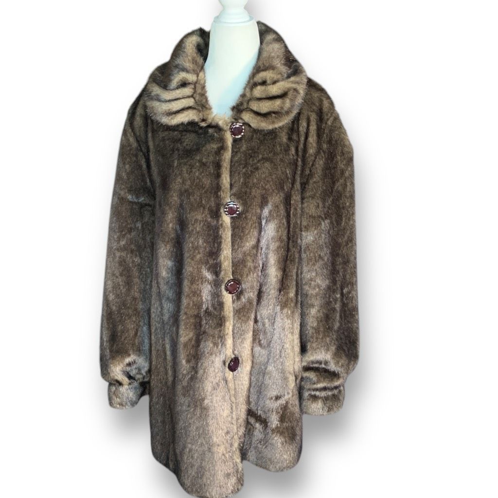 Vintage Vintage Tally-Ho Reversible Faux Fur Button Front Coat Brown Size L / US 10 / IT 46 - 3 Thumbnail
