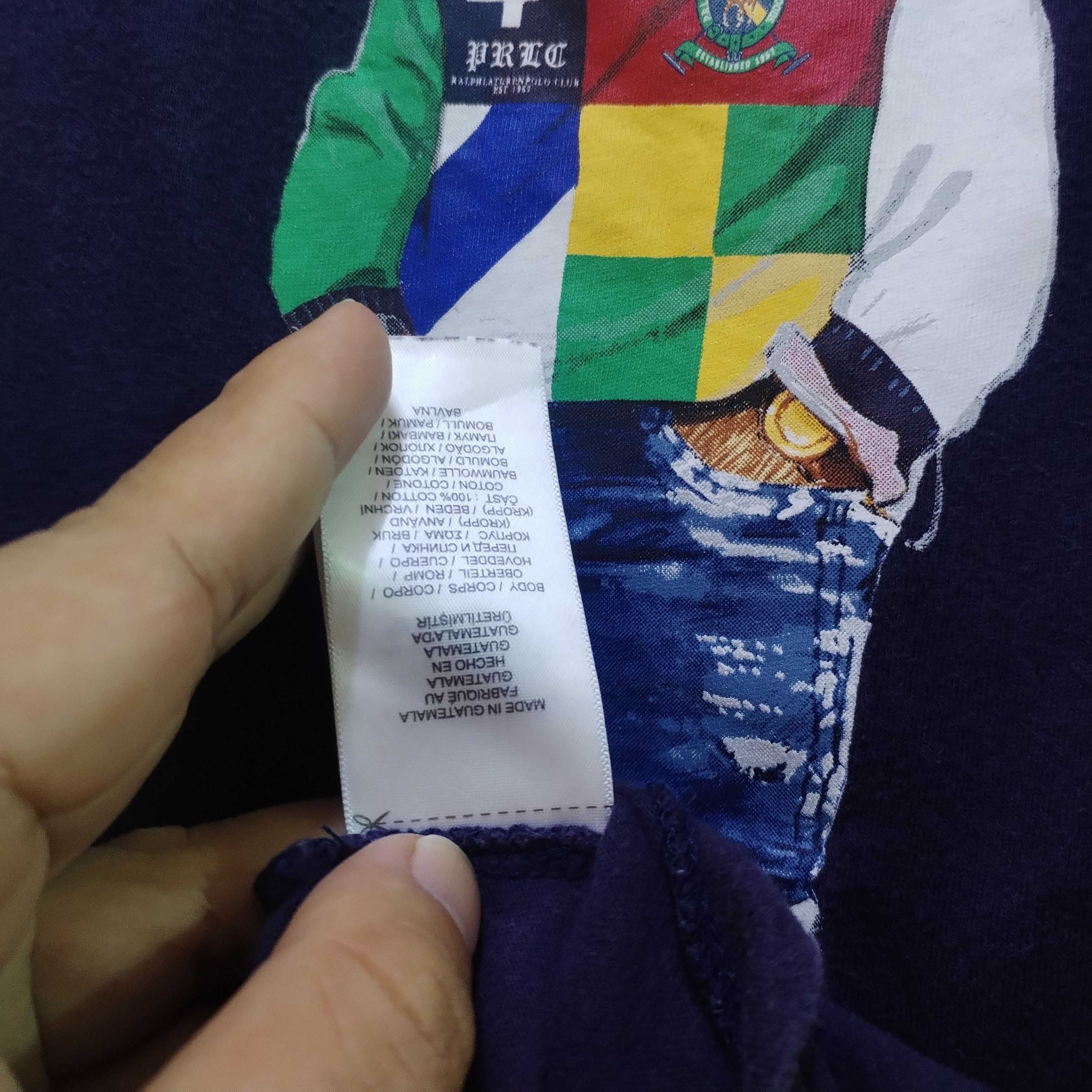 Polo Ralph Lauren Thrashed Sun Faded Polo Bear Vtg Shirt very rare Size US XL / EU 56 / 4 - 5 Thumbnail
