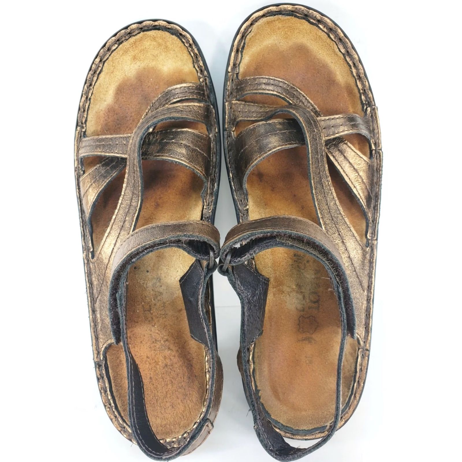 Vintage Naot Sandal Women's 7-7.5M or 38EU Copper Brown Leather Strappy Low Heel Size US 7.5 / IT 37.5 - 7 Thumbnail