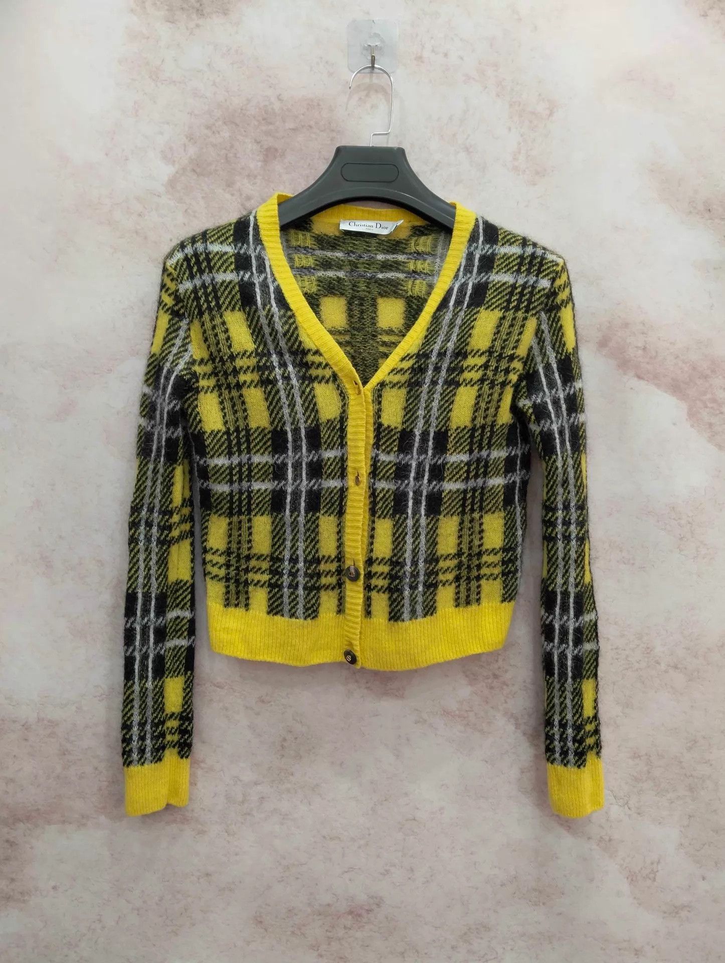 Dior Dior Yellow Checkered Knit Cardigan 36 EU Size XS / US 0-2 / IT 36-38 - 1 Thumbnail
