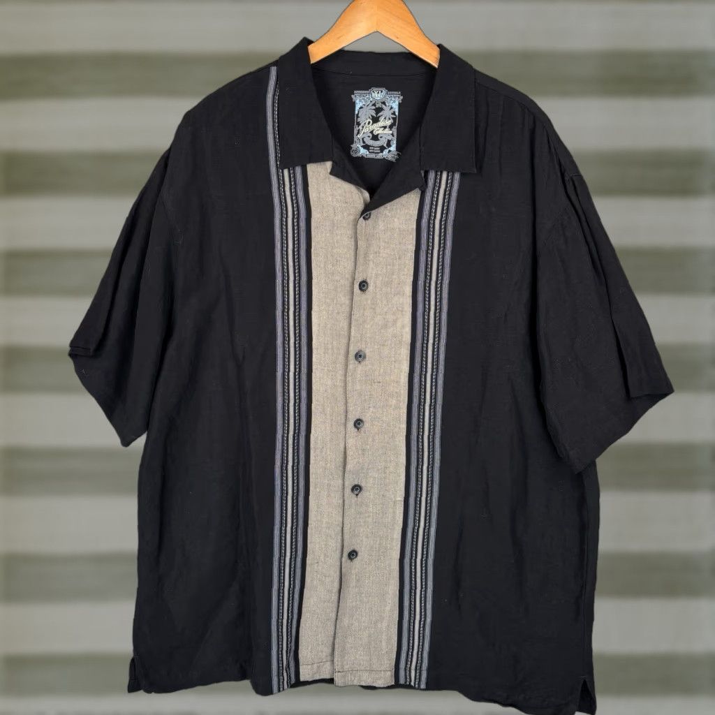 Vintage Paradise Collection Camp Shirt Mens XL Black Beige Rayon Linen Button-Up Short Sleeve Collared Beach Life Hawaiian Casual Size US XL / EU 56 / 4 - 1 Thumbnail