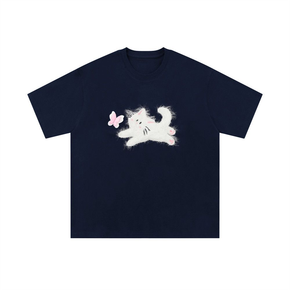 Japanese Brand × Vintage Dark blue casual retro cute cat print t-shirt Size US M / EU 48-50 / 2 - 1 Thumbnail