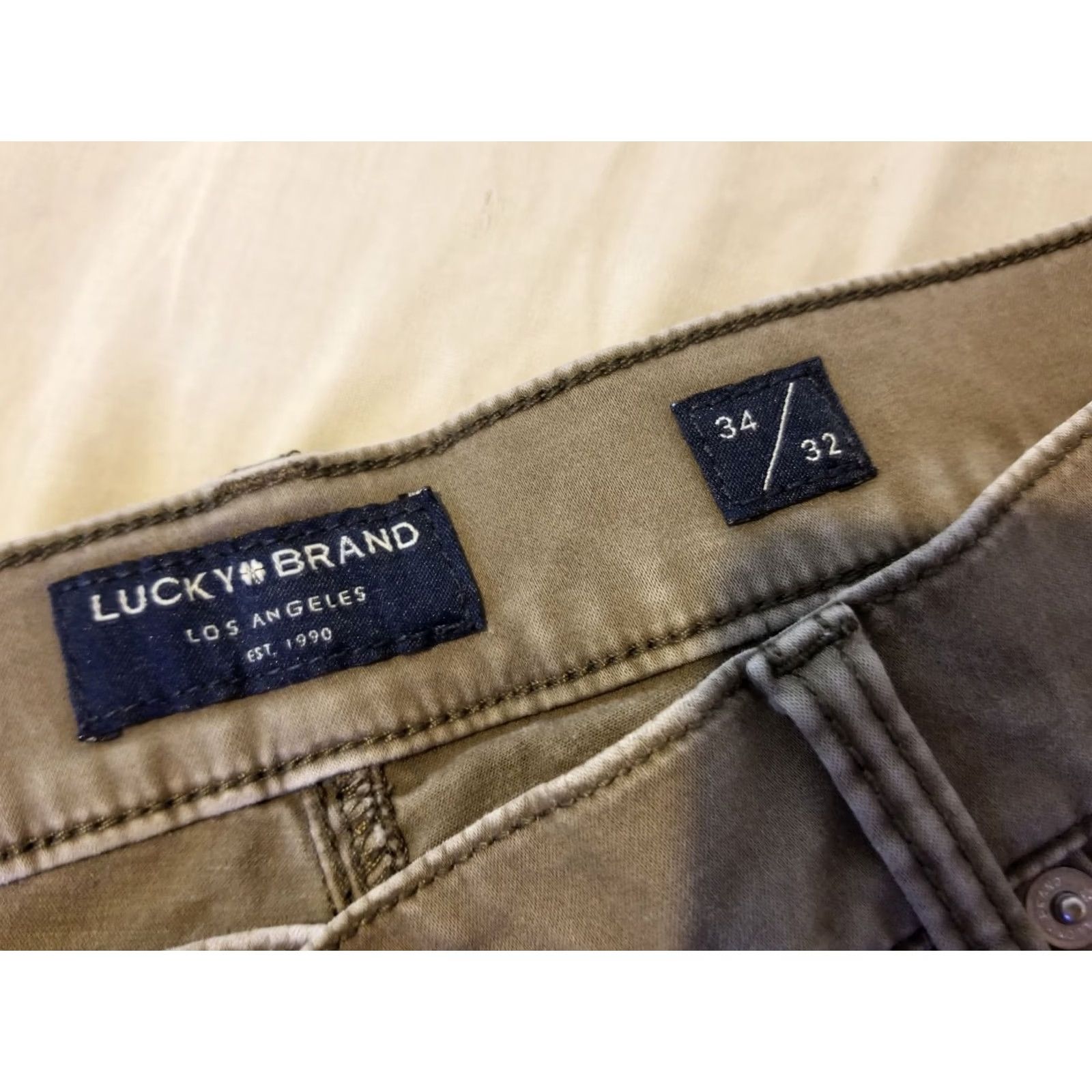 Lucky Brand Lucky Brand Jeans 34x32 Slim Straight Denim 5-Pocket Men Beige Khaki Pants Vintage No Size US 34 / EU 50 - 5 Thumbnail