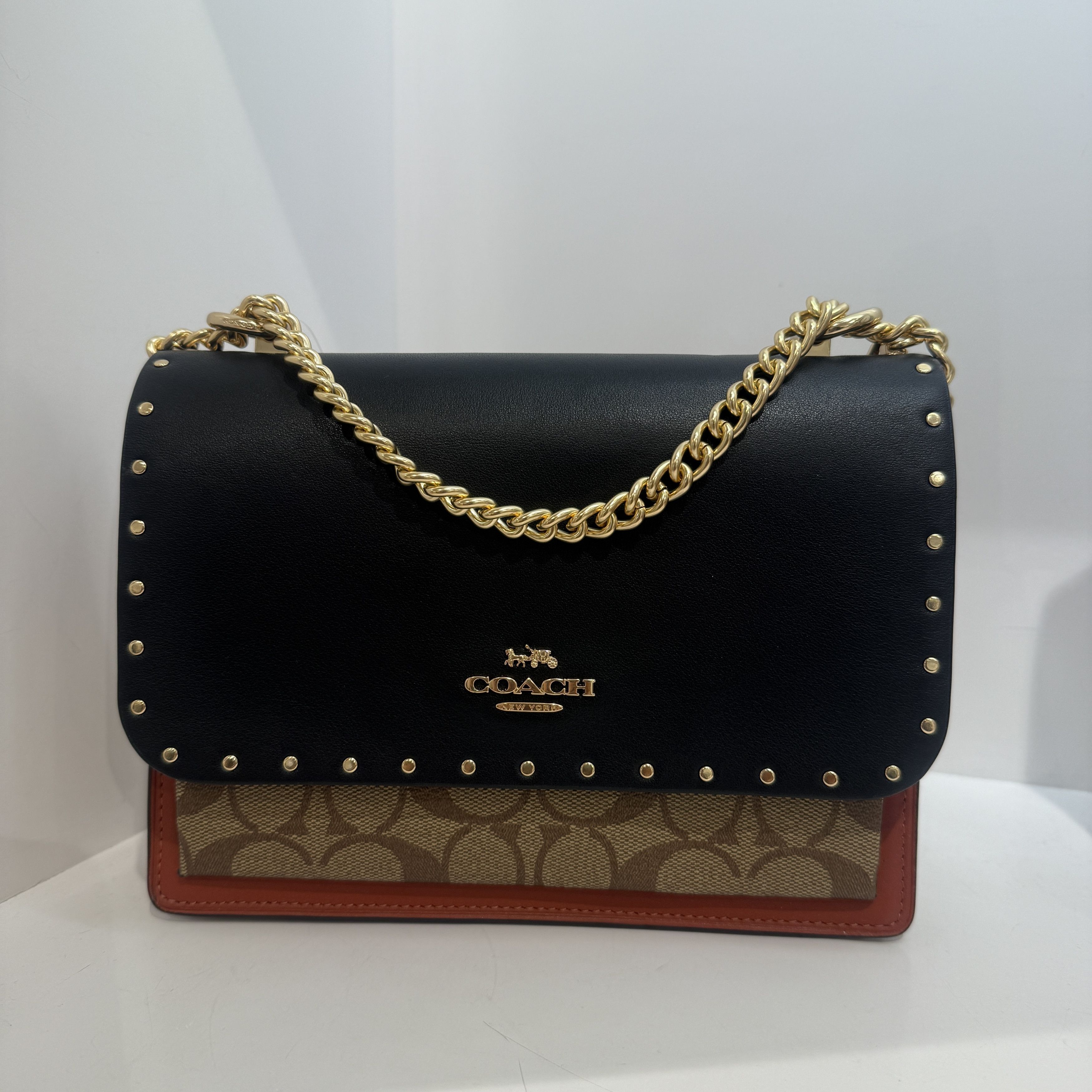 Coach Klare Crossbody Bag In Signature With Rivets 90400 in Black, Women's