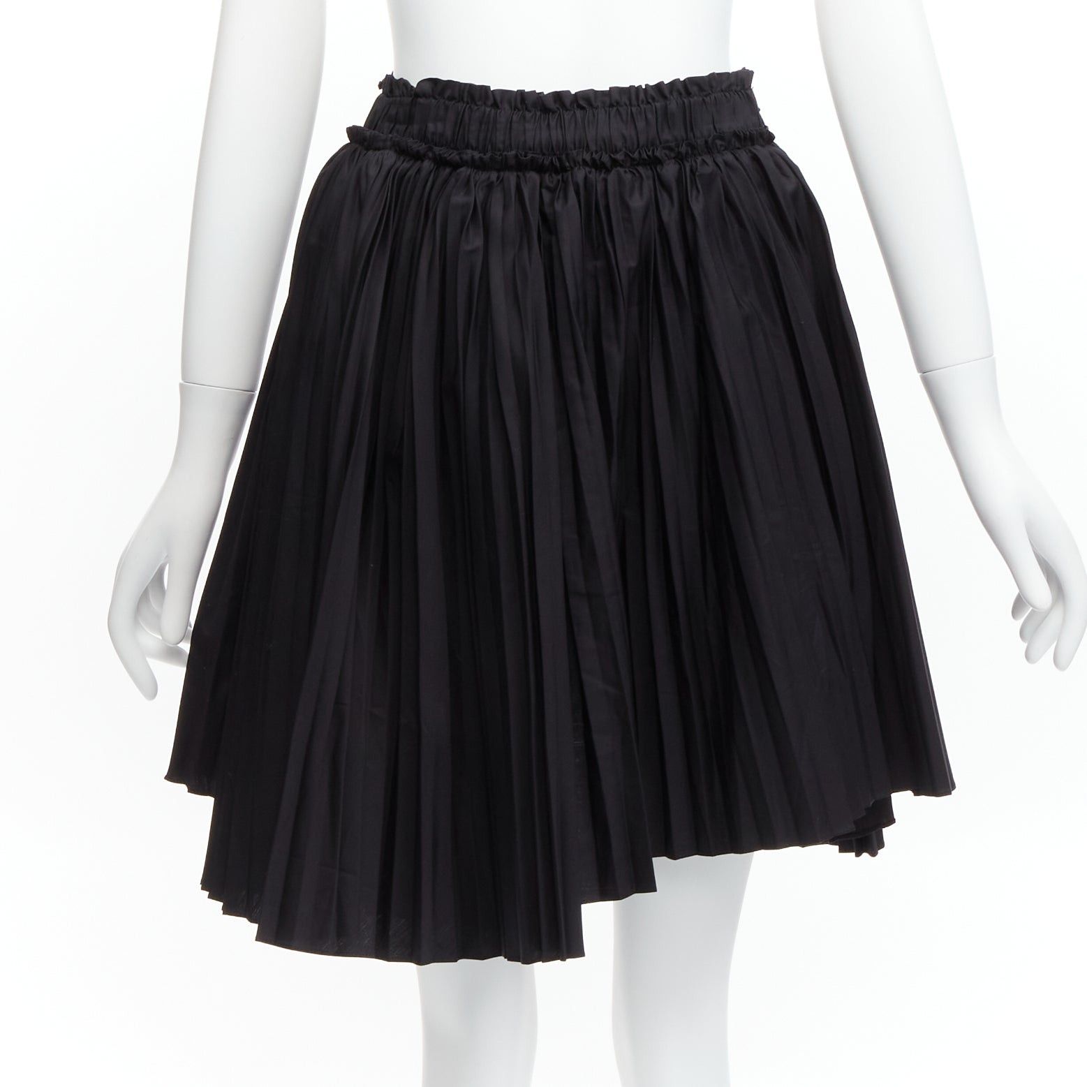Tod's TOD'S black cotton asymmetric high low pleated flared skirt IT38 XS Size 26" / US 2 / IT 38 - 1 Thumbnail