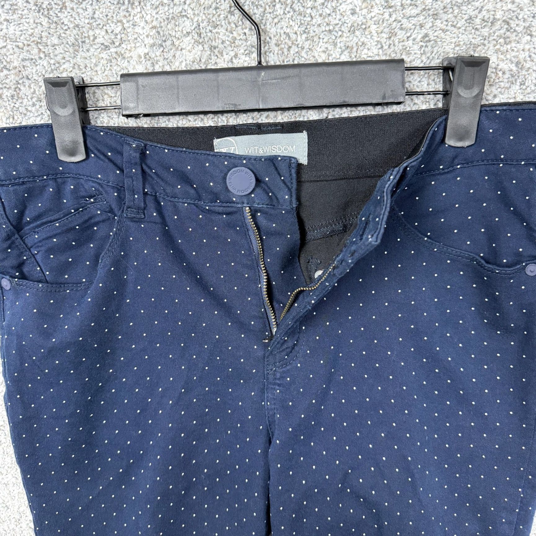 Vintage Wit & Wisdom Jeans Womens 4 31x26 Blue Polka Dot Mid Rise Skinny Preppy Coastal Size 27" / US 4 / IT 40 - 6 Thumbnail