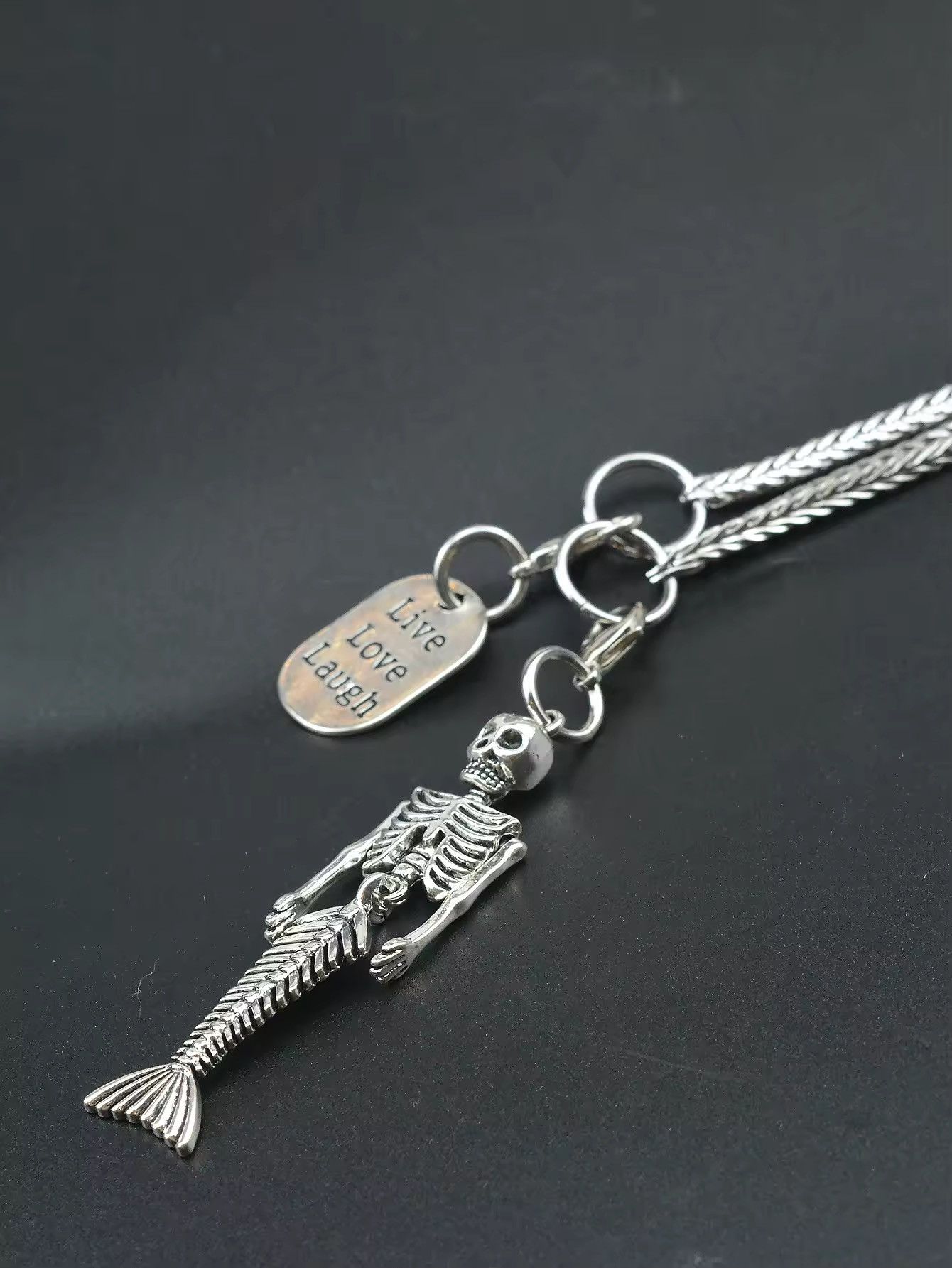 Jewelry skeleton skull mermaid pendant necklace Size ONE SIZE - 5 Thumbnail