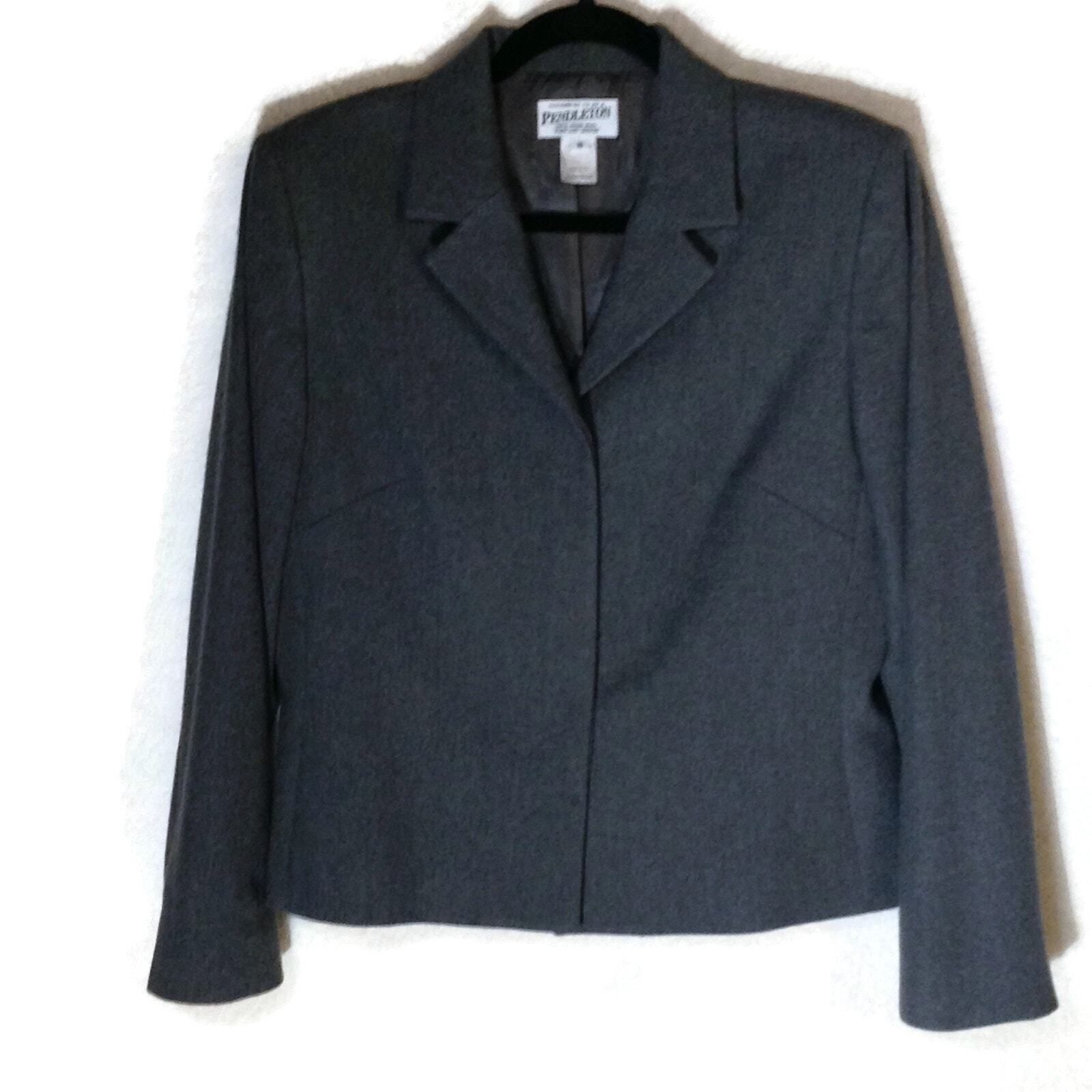 Pendleton Pendleton Wool Gray Blazer SZ 10 Collared Hidden Buttons VTG Size L / US 10 / IT 46 - 13 Thumbnail