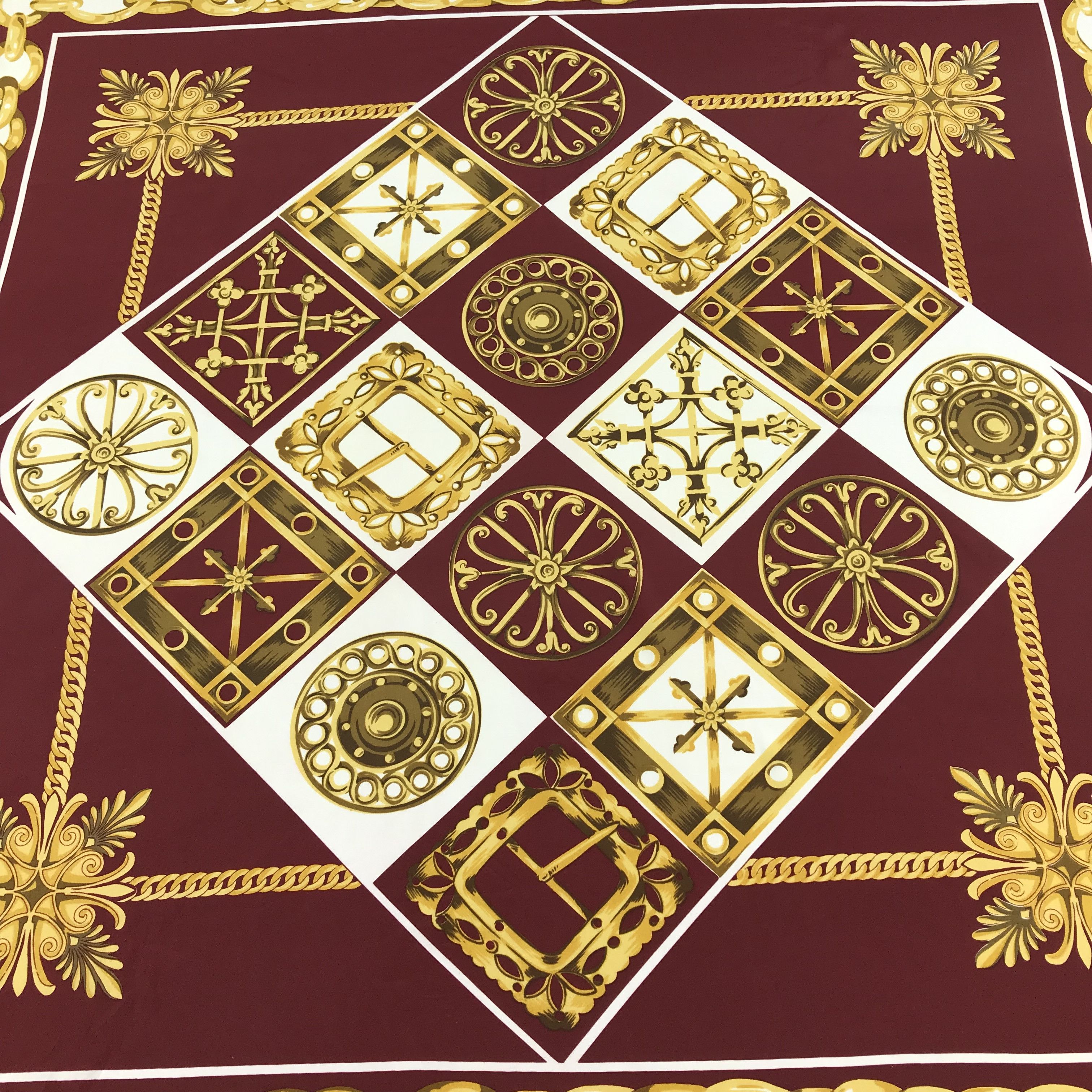 Vintage Vintage Made in France Luxury Gold Chains Silk Scarf M191 Size ONE SIZE - 3 Thumbnail