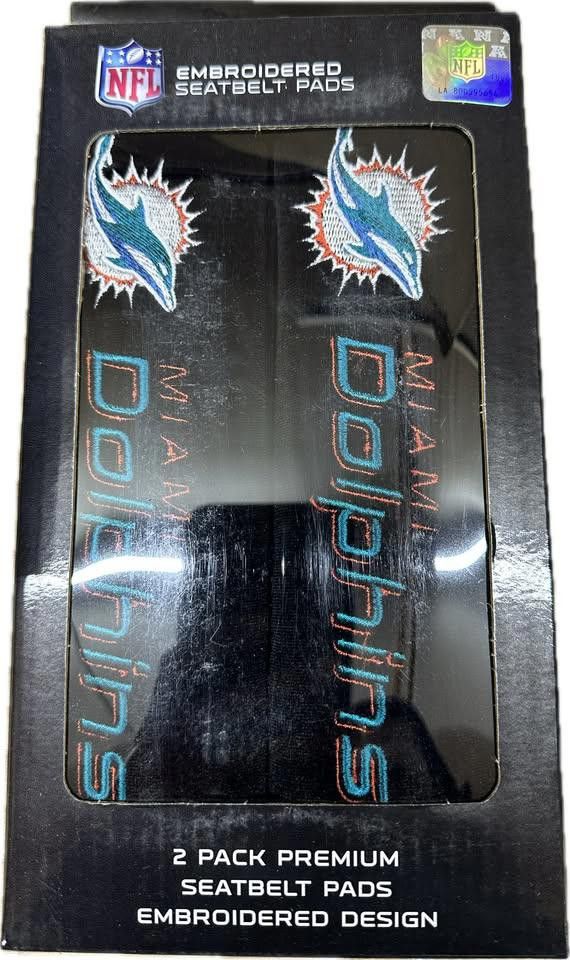 Designer Miami Dolphins Seat Belt Pad Cover Embroidered Size ONE SIZE - 1 Thumbnail