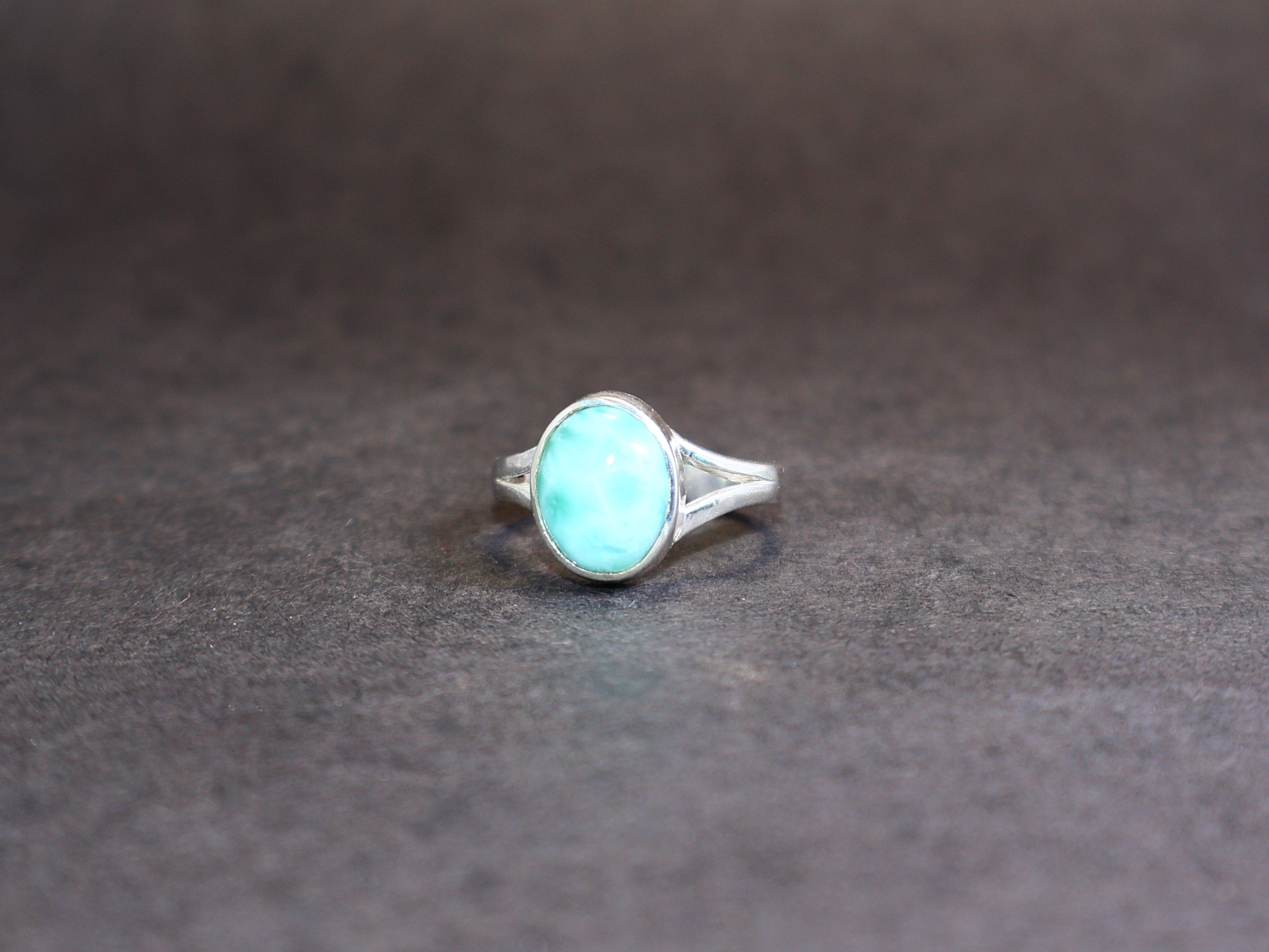 Handmade Natural Larimar Ring, Handmade Women Ring, Sterling Silver, Size ONE SIZE - 2 Thumbnail