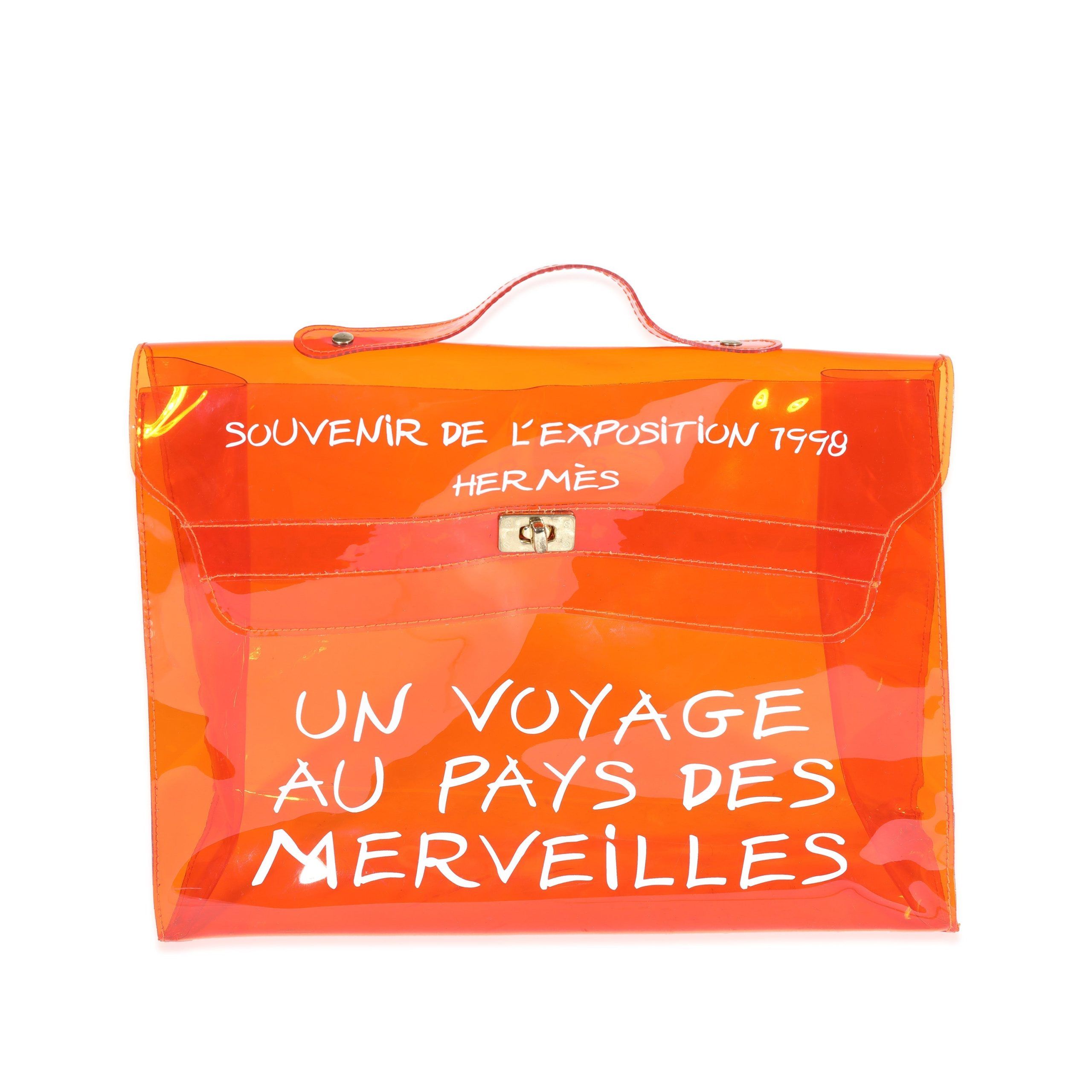 image of Hermes Orange Vinyl Souvenir De L'exposition Kelly Bag, Women's