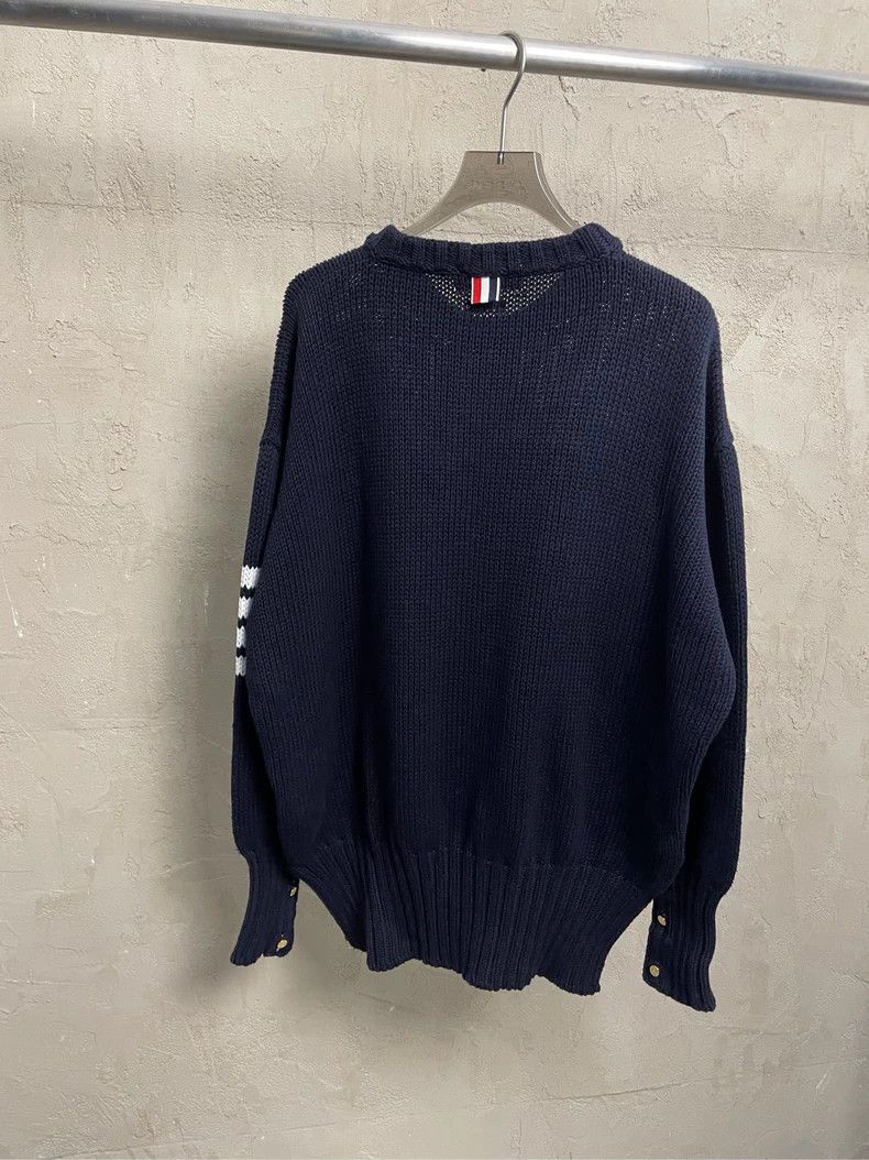 Thom Browne Thom browne Dark blue anchor four-striped round-neck knitte Size US M / EU 48-50 / 2 - 2 Thumbnail