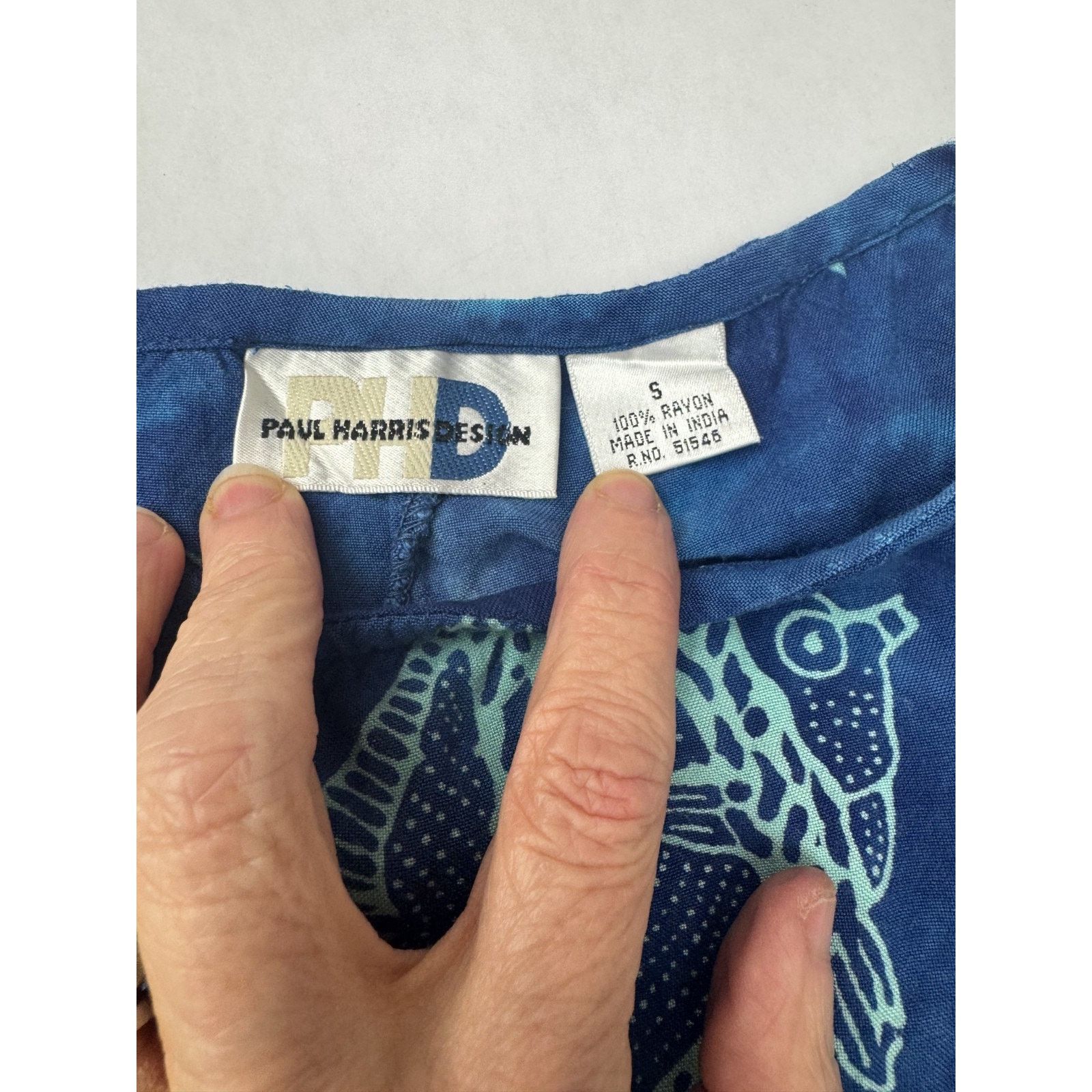 Other Paul Harris Fish Blue Boho Beach Dress Maxi Rayon Small Size S / US 4 / IT 40 - 6 Thumbnail