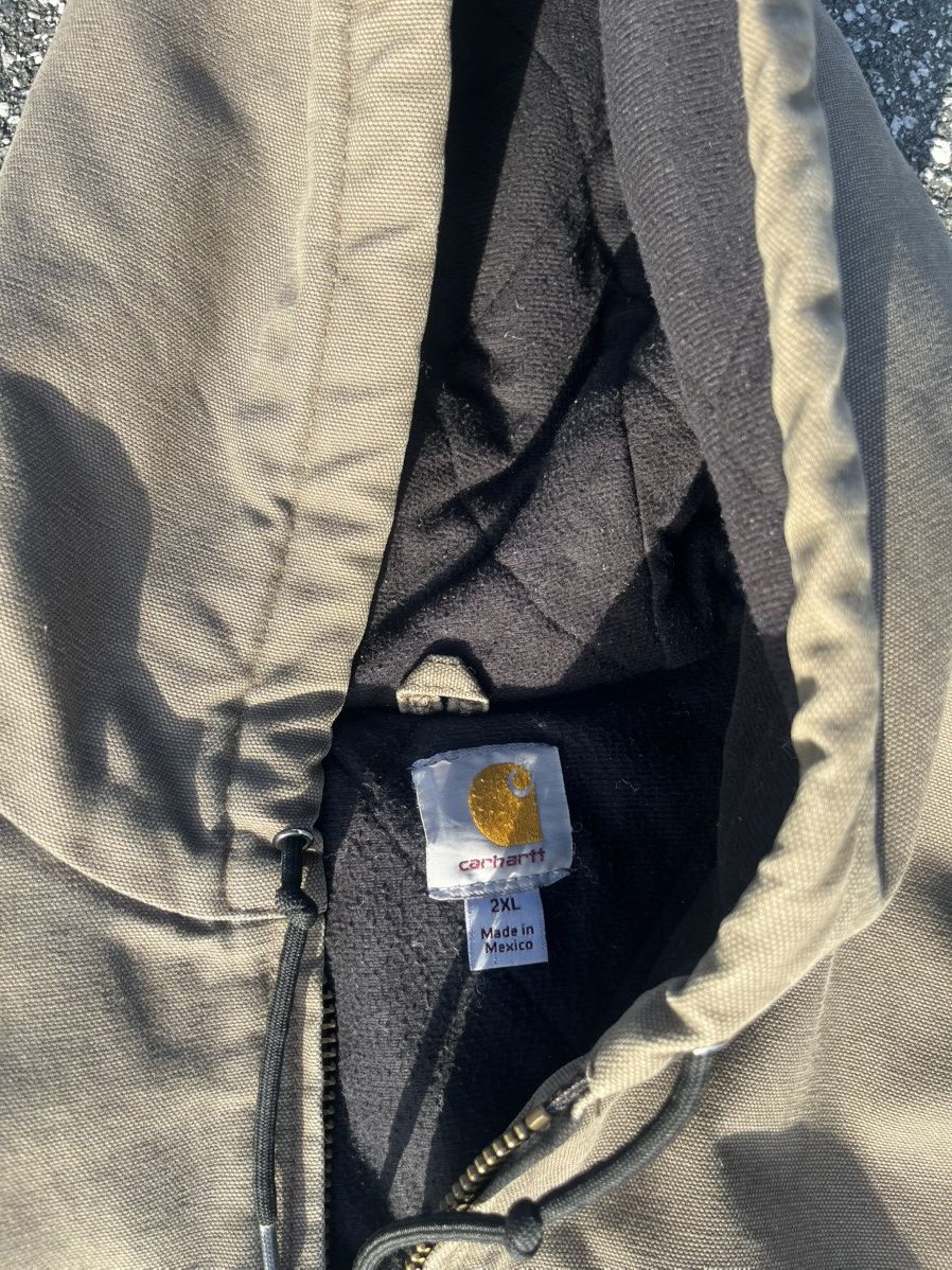 Carhartt Carhartt Men's Hooded Zip Bomber Jacket Light Brown 2XL Size US XXL / EU 58 / 5 - 5 Thumbnail