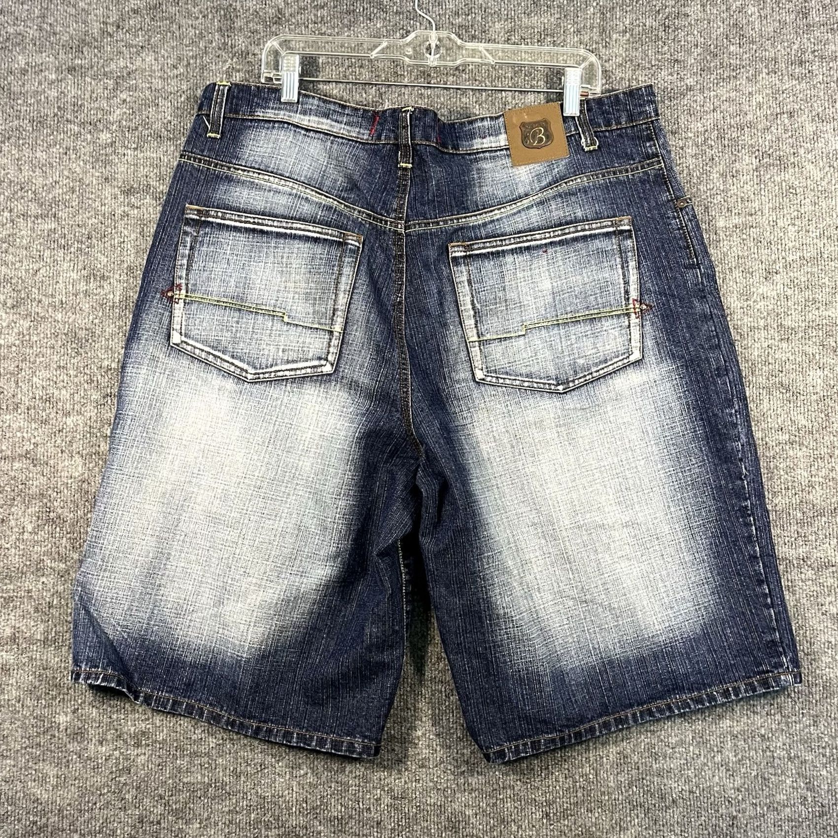Express VINTAGE Brooklyn Xpress Bermuda Shorts Men 40 Blue Cotton Flat Front 90s Grunge Hip Hop Skater Jorts Size US 40 / EU 56 - 7 Thumbnail
