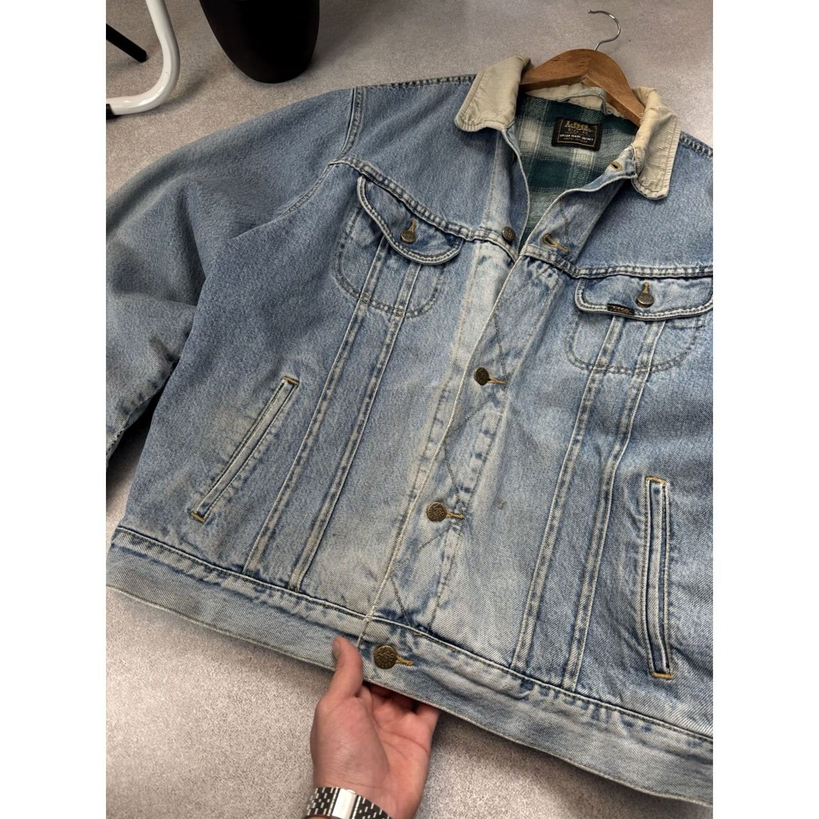 Lee VINTAGE Lee Jacket denim blue size XL Mens 90s Style Button Up Pockets Bomber Casual Workwear Size US 36 / EU 52 - 7 Thumbnail