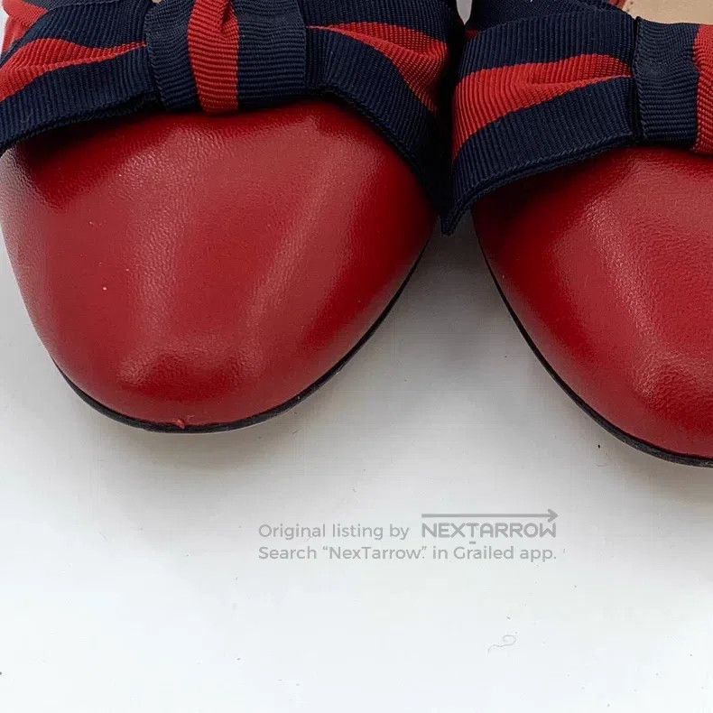 Gucci Gucci Red leather bow thick-heeled high-heeled shoes Size US 8.5 / IT 38.5 - 8 Thumbnail