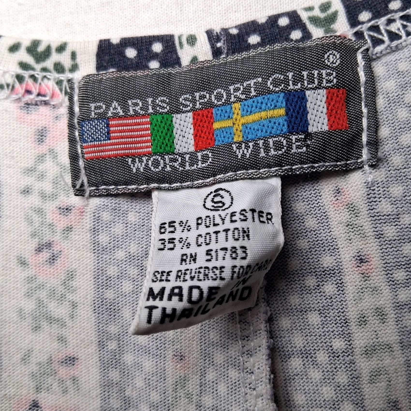 Vintage VINTAGE Paris Sport Club Romper Blue S Polka Dot Striped Pink Floral 1990s Size 28" / US 6 / IT 42 - 3 Thumbnail