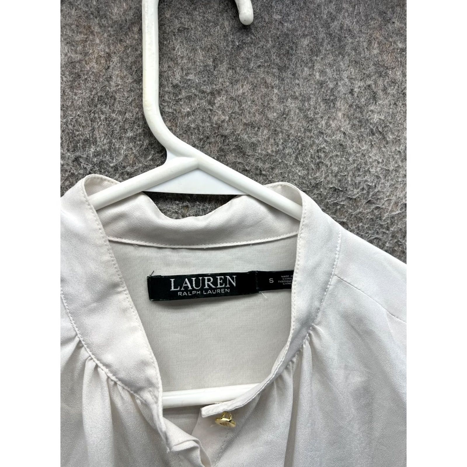 Ralph Lauren Lauren Ralph Lauren Blouse Womens Small White High Neck Flutter Sleeve Woven Top Size S / US 4 / IT 40 - 3 Thumbnail