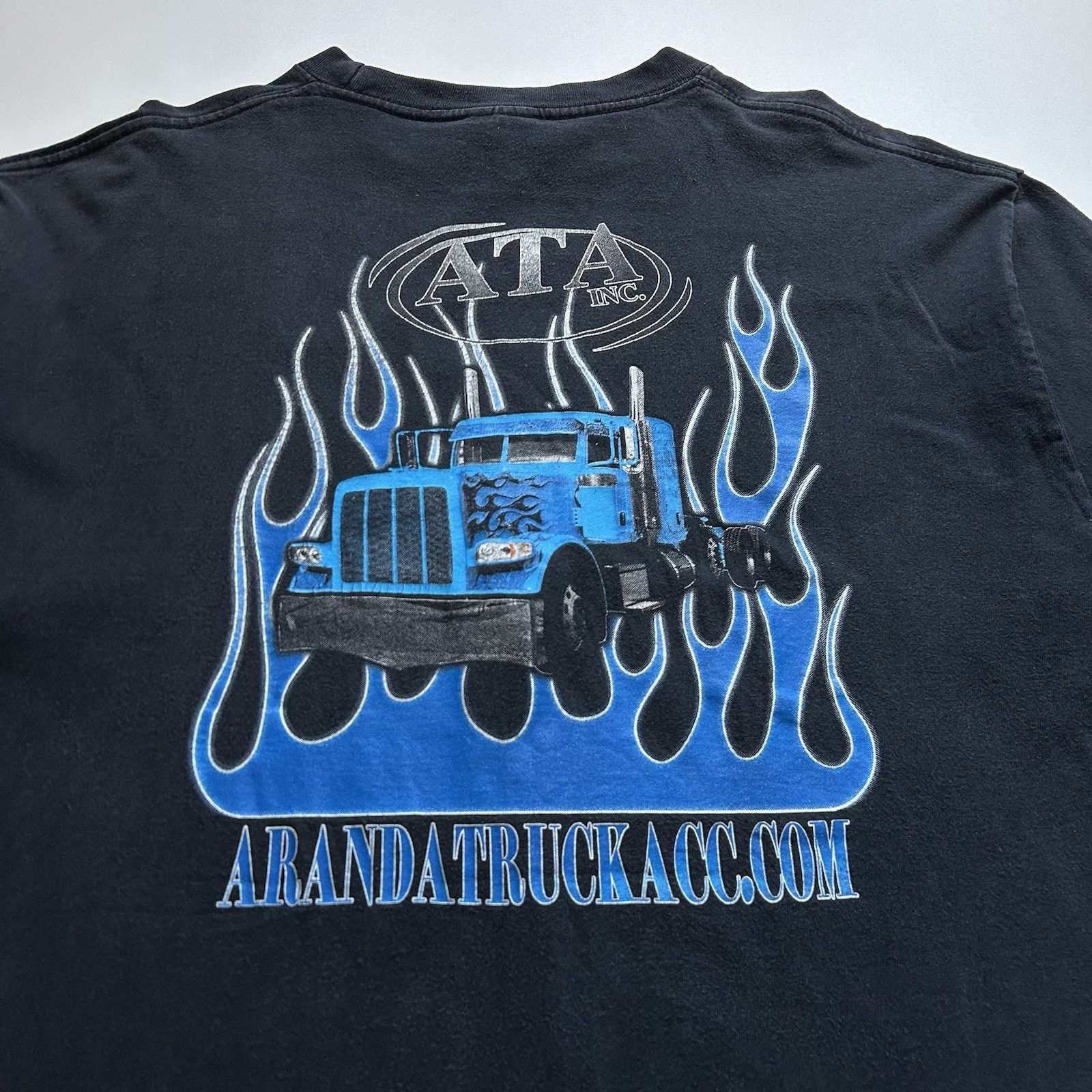 Vintage Vintage Truck Flame Graphic T Shirt Large Y2K Faded Black Size US L / EU 52-54 / 3 - 2 Thumbnail